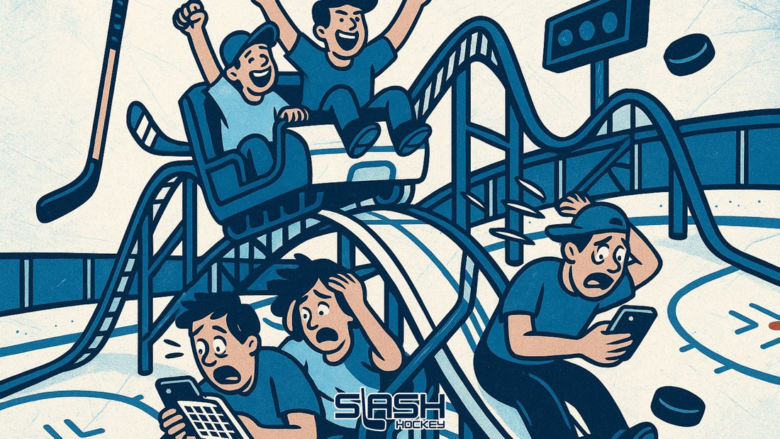 Image of people on a roller coaster.  Some happy, some sad depending on where your favorite NHL team is in the standings.