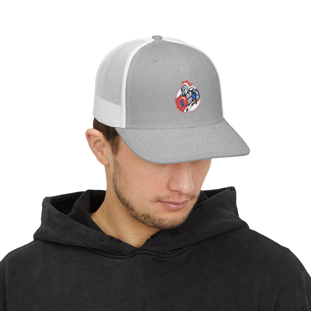 Person wearing the LHA Snapback Cap, showcasing the clean embroidered logo and structured fit. The cap adds a classic hockey look to casual, rinkside style.