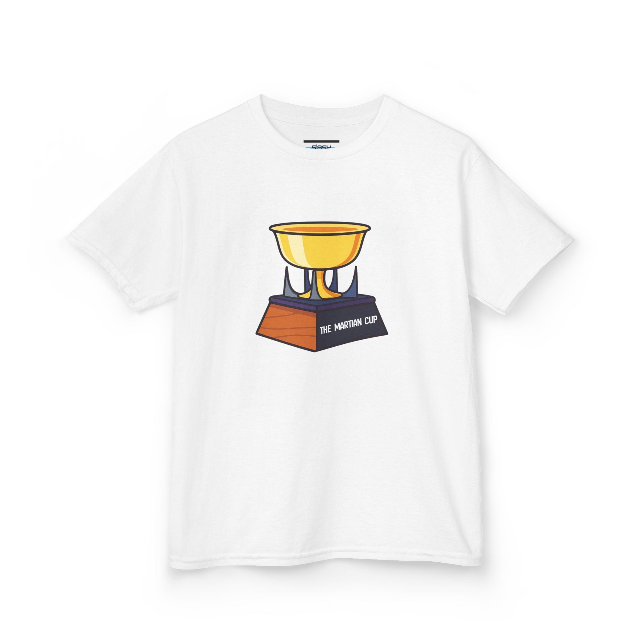 Youth Martian Cup Tee, front view — youth hockey t-shirt featuring a fun, extraterrestrial-themed “Martian Cup” graphic on the chest, clean athletic fit, displayed on a plain background.
