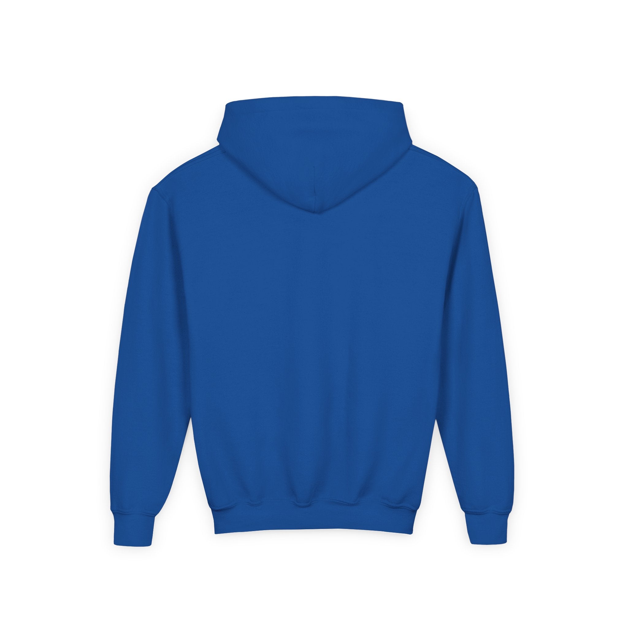 LHA Youth Hockey Hoodie back view — solid color with no design, classic youth fit.