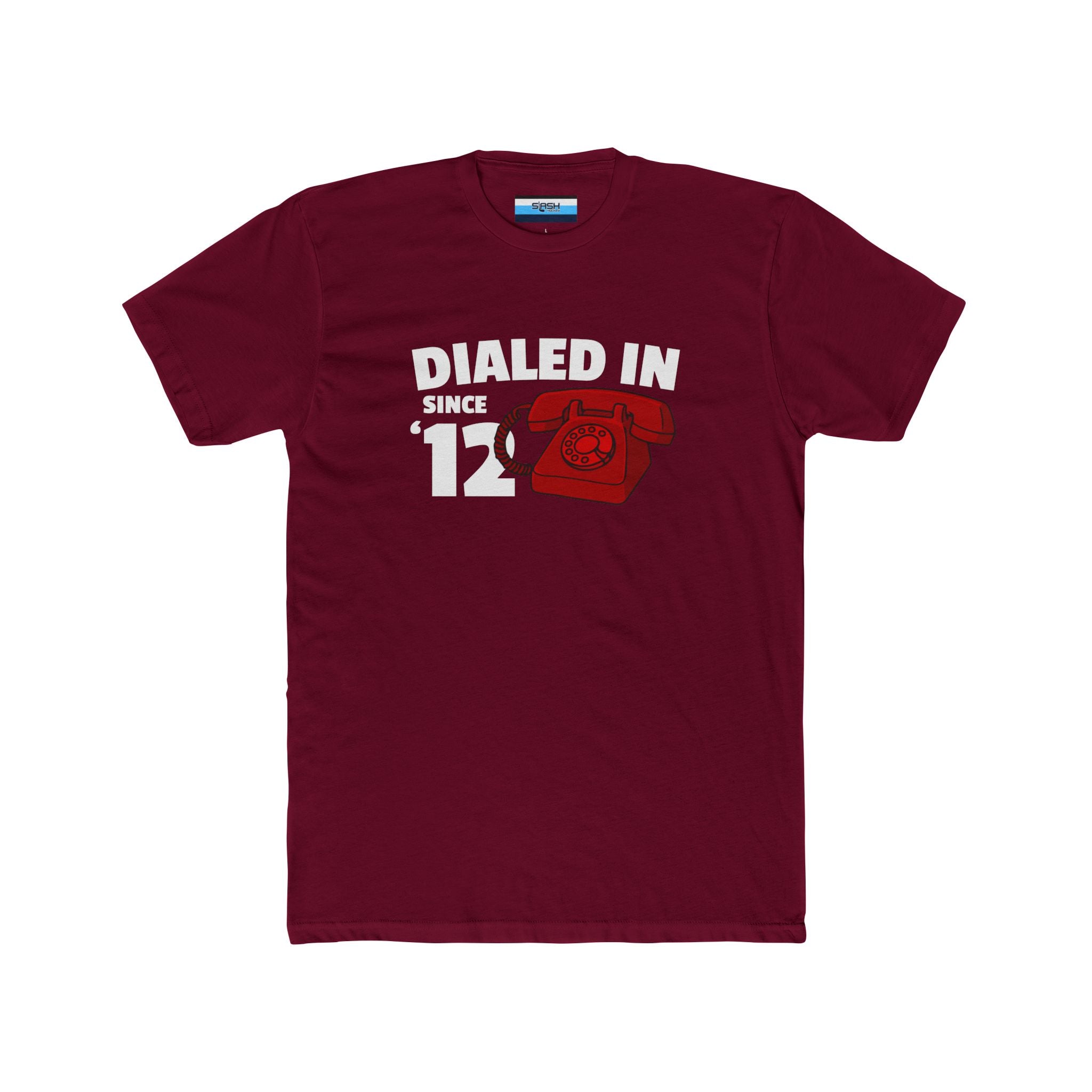 Dialed In Since ’12 Tee, front view — youth hockey t-shirt featuring a bold “Dialed In Since ’12” graphic on the chest, clean athletic fit, displayed on a plain background.