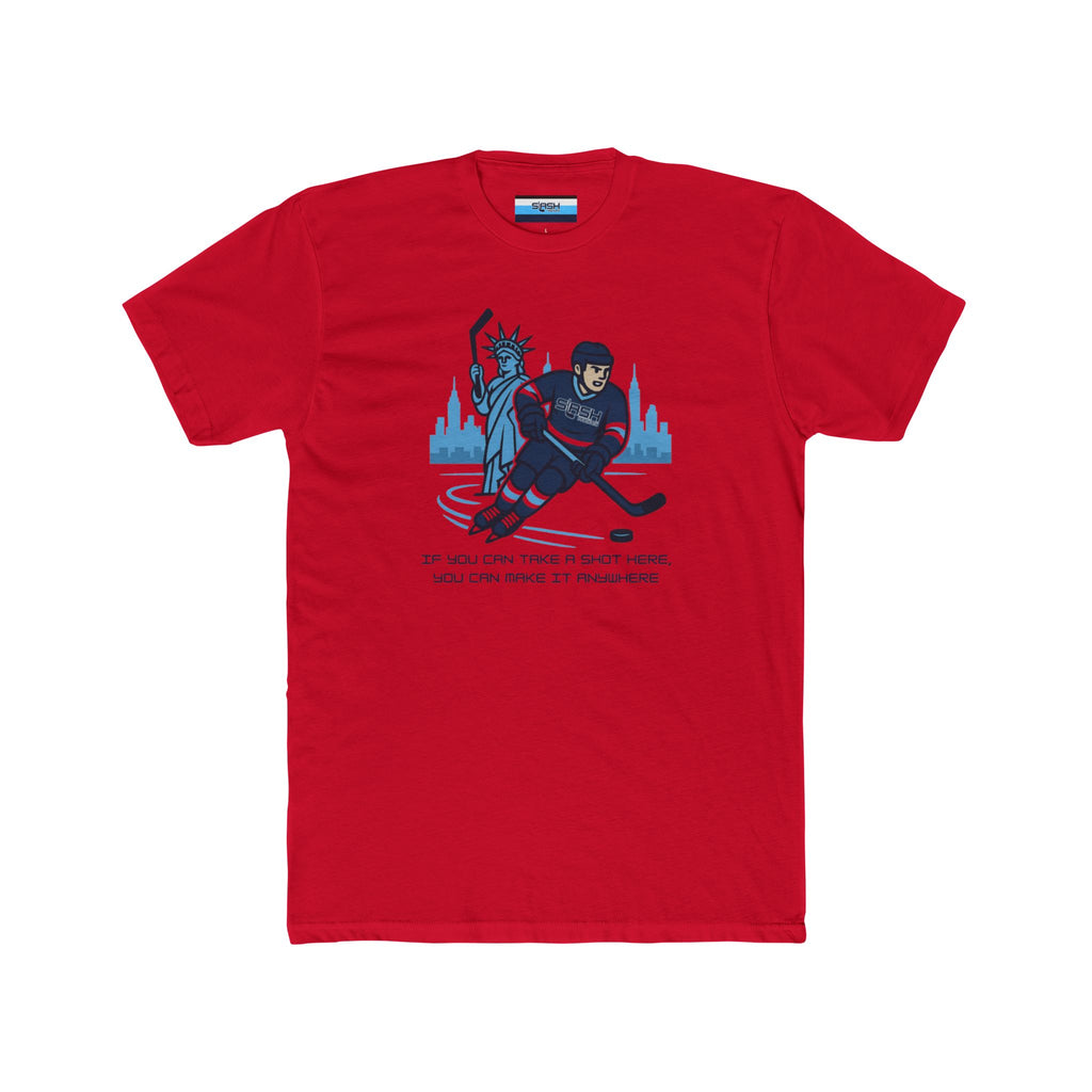 Front view of New York Tee hockey t-shirt by Slash Hockey