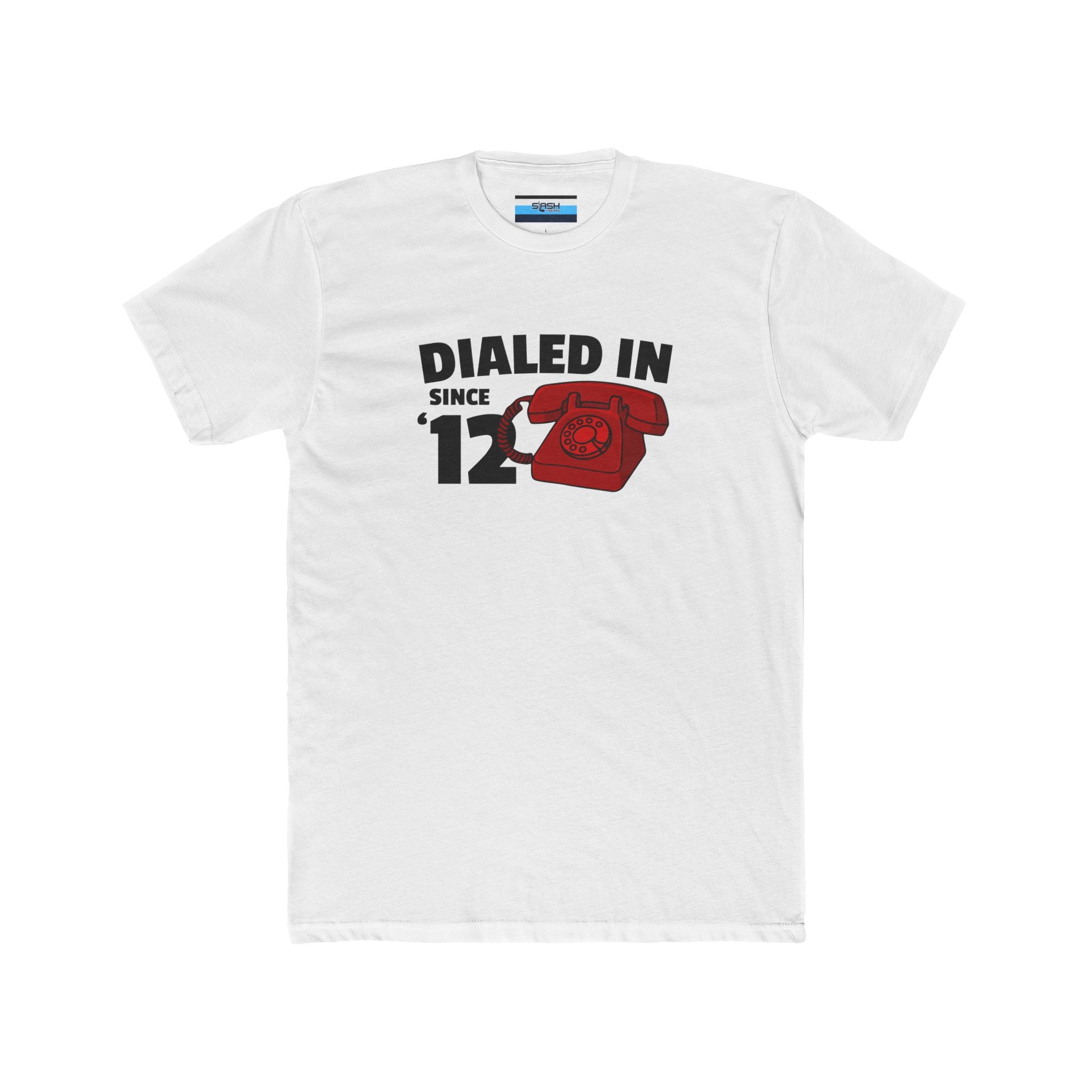Dialed In Since ’12 Tee, front view — youth hockey t-shirt featuring a bold “Dialed In Since ’12” graphic on the chest, clean athletic fit, displayed on a plain background.