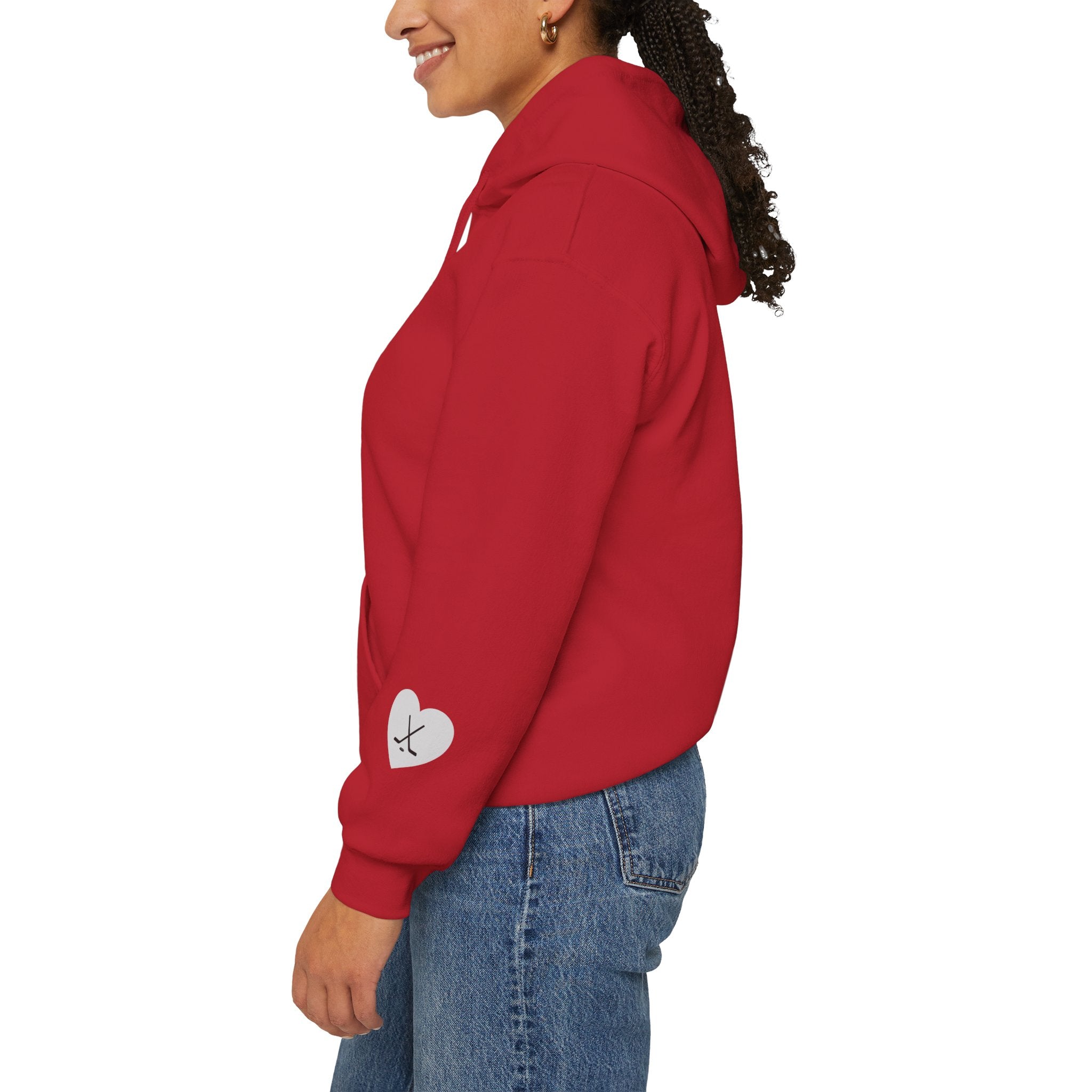 Billet Mom hockey hoodie sleeve detail with subtle Slash Hockey branding