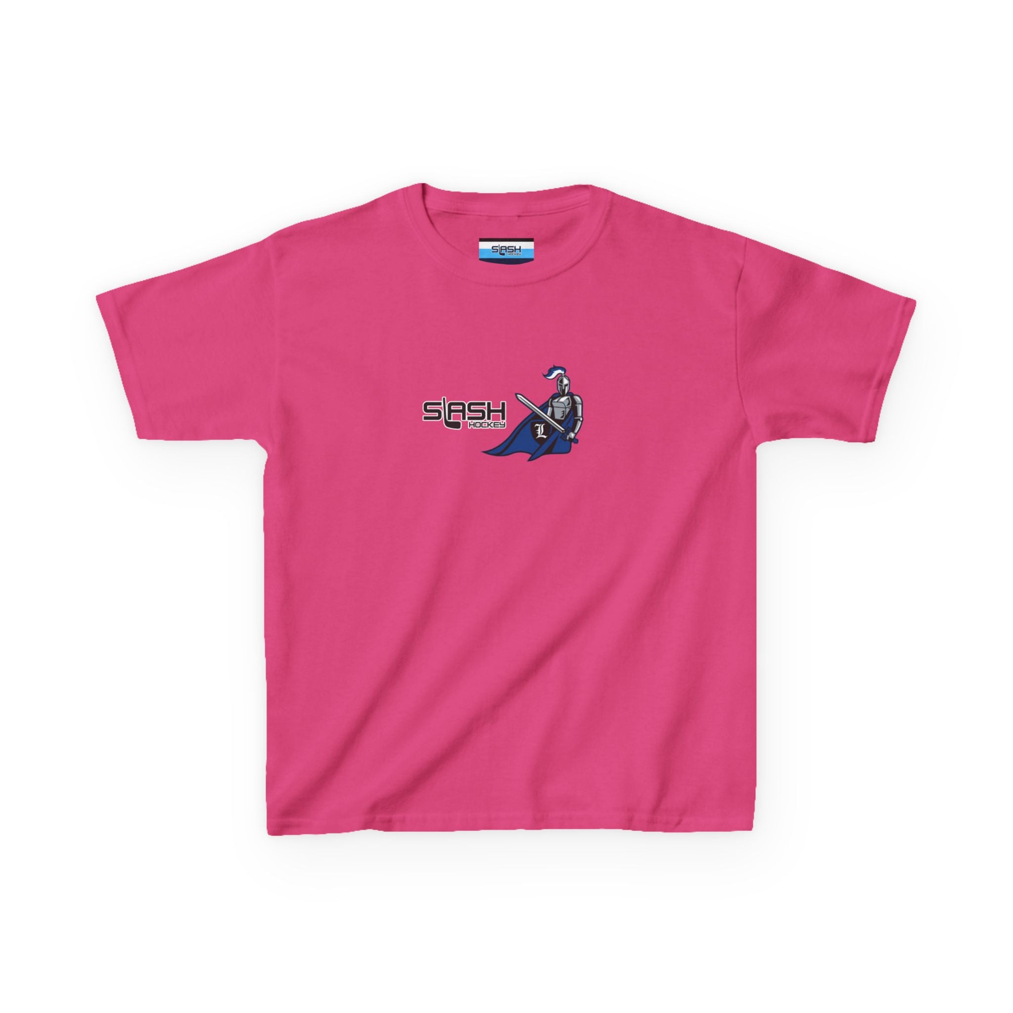 Front view of Livonia Hockey Association youth t-shirt, smaller sizing for kids and young players. Team logo printed on chest, casual athletic fit.