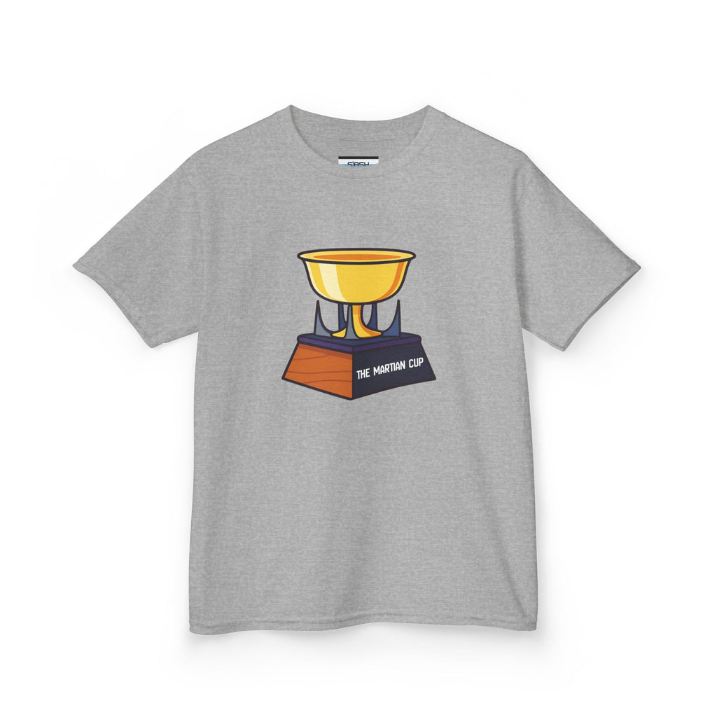 Youth Martian Cup Tee, front view — youth hockey t-shirt featuring a fun, extraterrestrial-themed “Martian Cup” graphic on the chest, clean athletic fit, displayed on a plain background.
