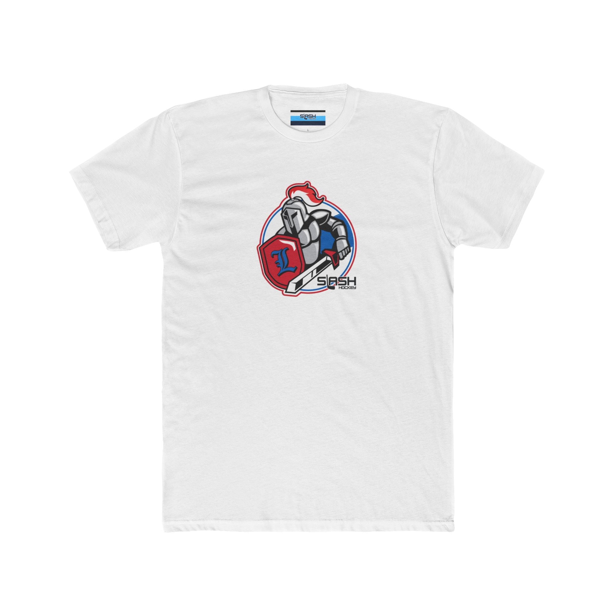 Front view of Livonia Hockey Association adult t-shirt, featuring bold hockey logo design. Perfect for fans, players, and parents to show team pride.