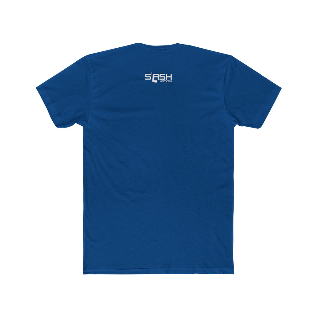 “Hockey On! t-shirt back view — solid color with no design, classic athletic fit.”