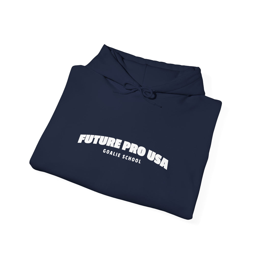Folded Banner Future Pro USA Goalie School Hoodie showing the front graphic neatly displayed for product presentation.
