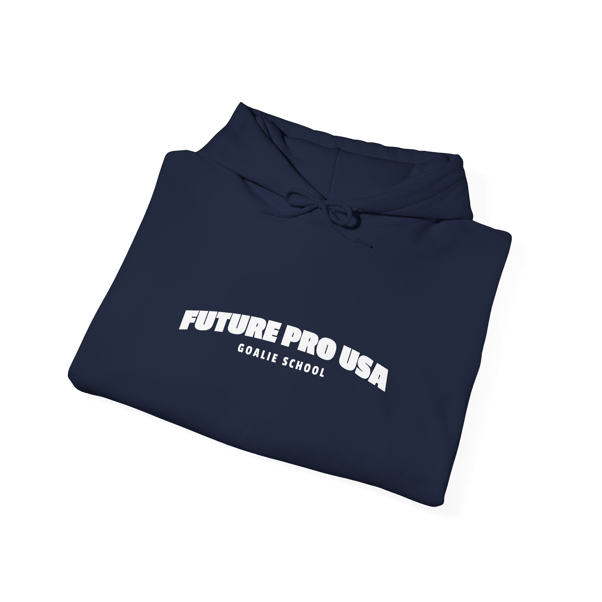 Folded Banner Future Pro USA Goalie School Hoodie showing the front graphic neatly displayed for product presentation.