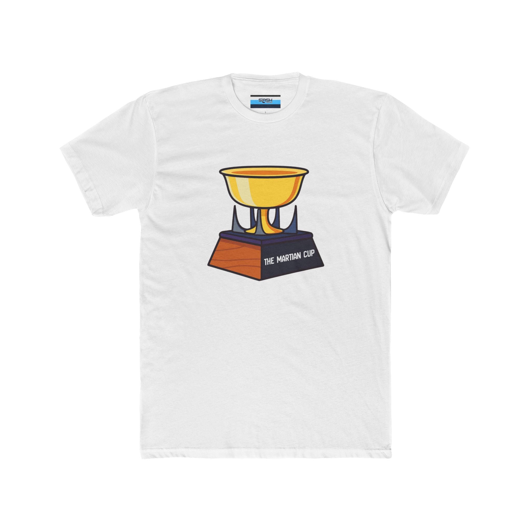 Martian Cup Tee, front view — hockey t-shirt featuring a fun extraterrestrial-themed “Martian Cup” graphic on the chest, classic athletic fit, displayed on a plain background.