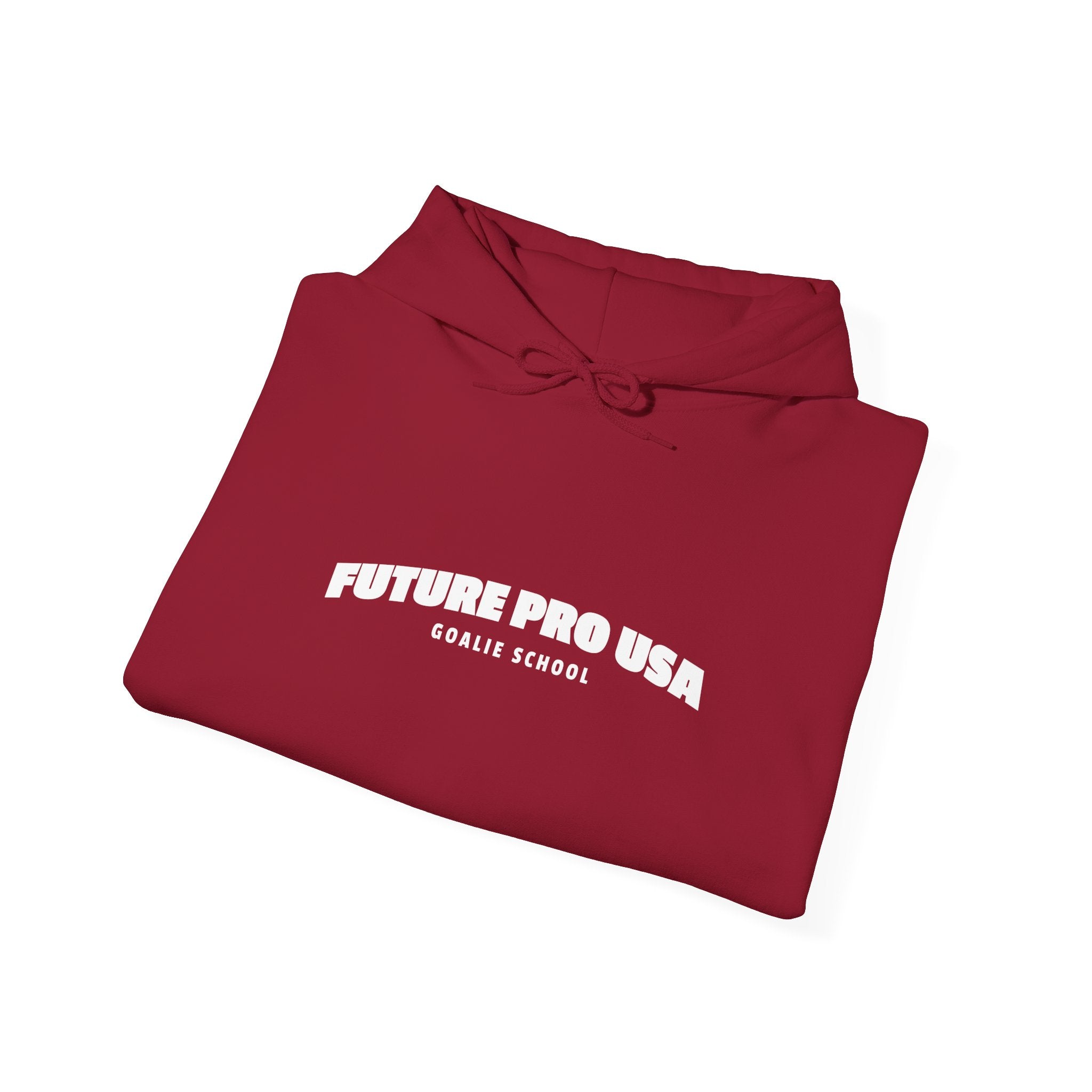 Folded Banner Future Pro USA Goalie School Hoodie showing the front graphic neatly displayed for product presentation.