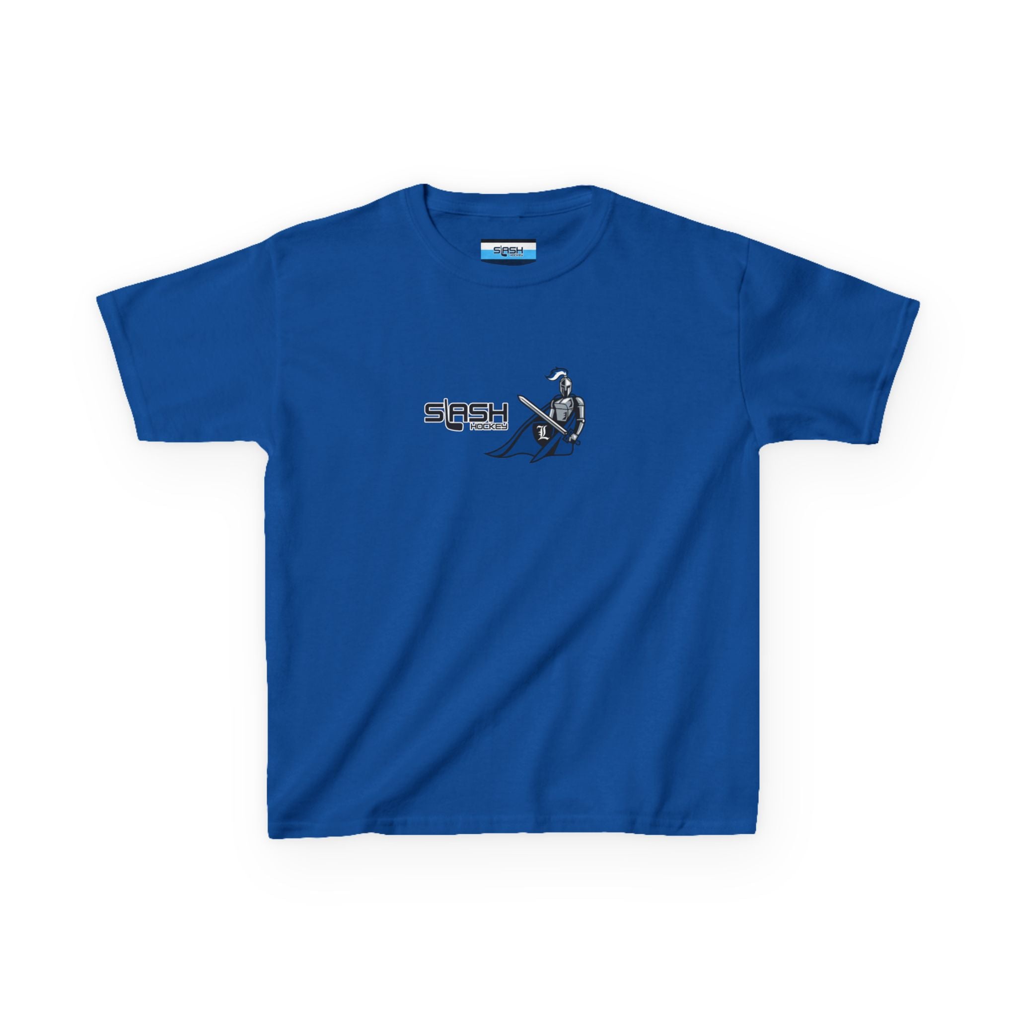 Front view of Livonia Hockey Association youth t-shirt, smaller sizing for kids and young players. Team logo printed on chest, casual athletic fit.
