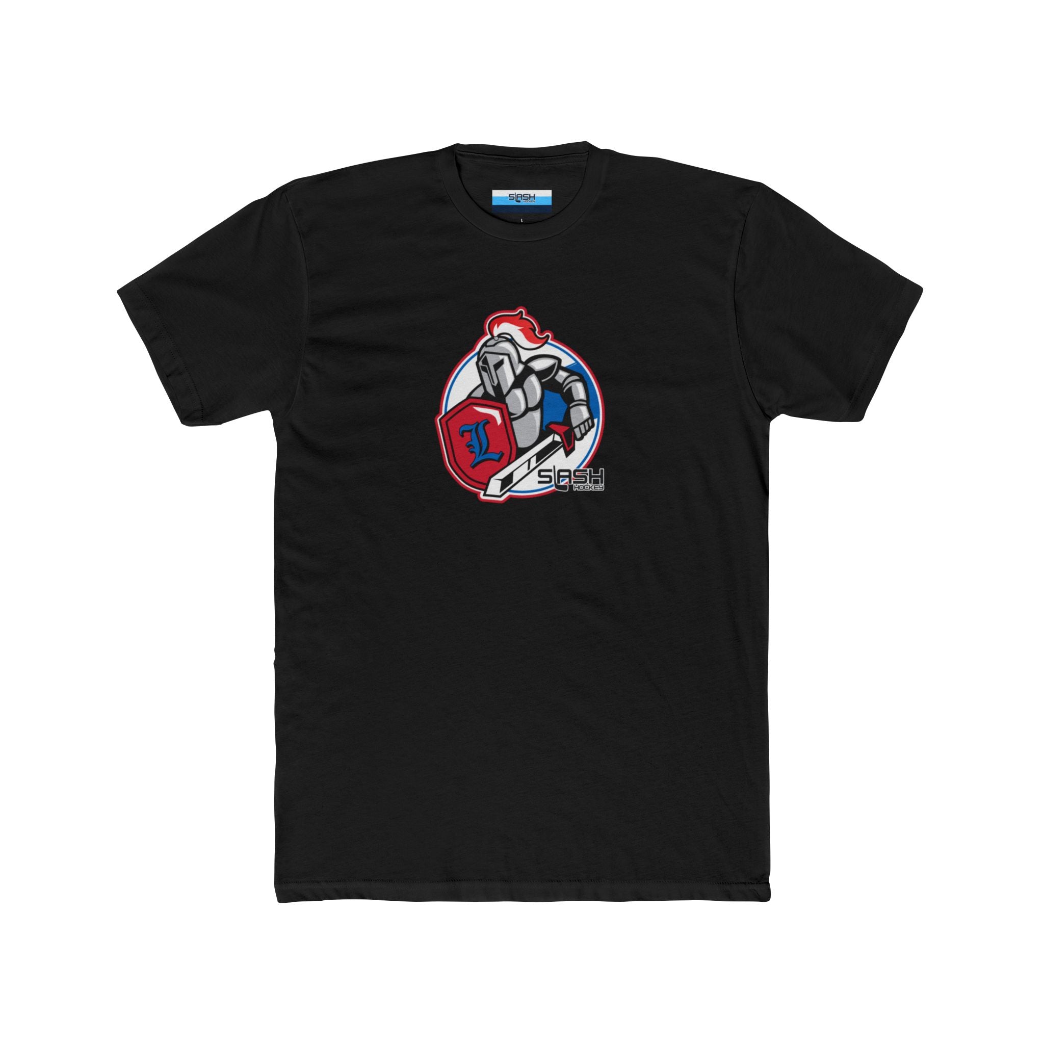 Front view of Livonia Hockey Association adult t-shirt, featuring bold hockey logo design. Perfect for fans, players, and parents to show team pride.