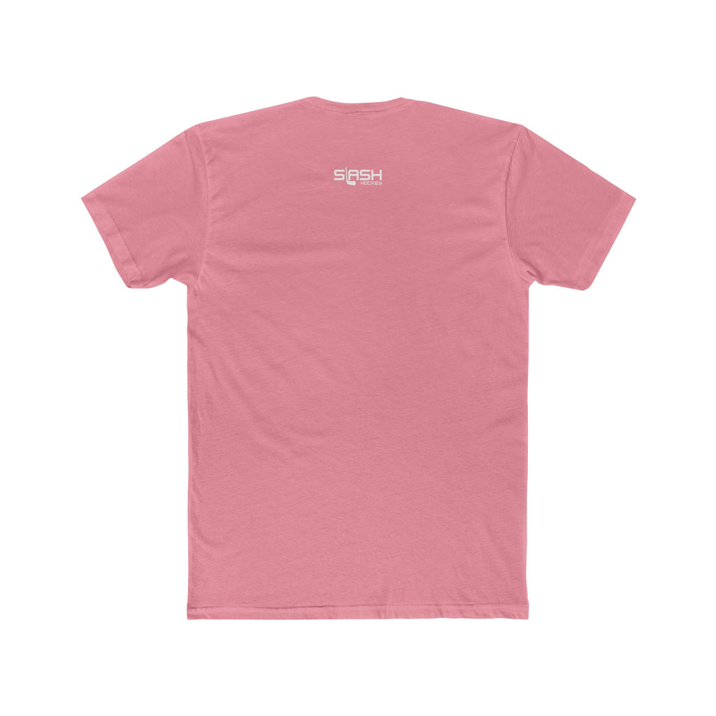 Back view of the Skates Off. Sandals On. hockey t-shirt. The shirt features a clean, comfortable fit with no graphic displayed on the back, allowing the front beach-themed hockey design to remain the focal point.
