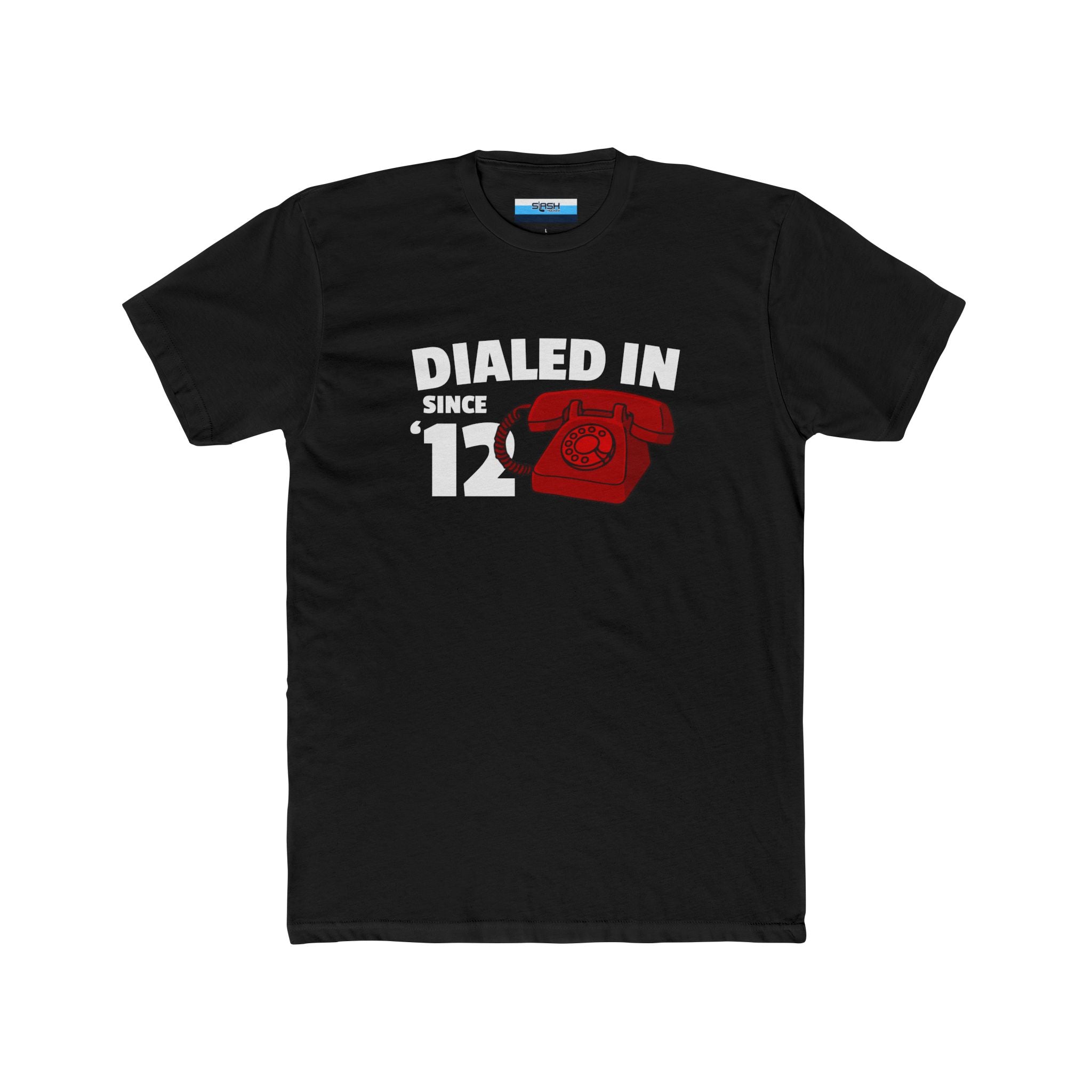 Dialed In Since ’12 Tee, front view — youth hockey t-shirt featuring a bold “Dialed In Since ’12” graphic on the chest, clean athletic fit, displayed on a plain background.