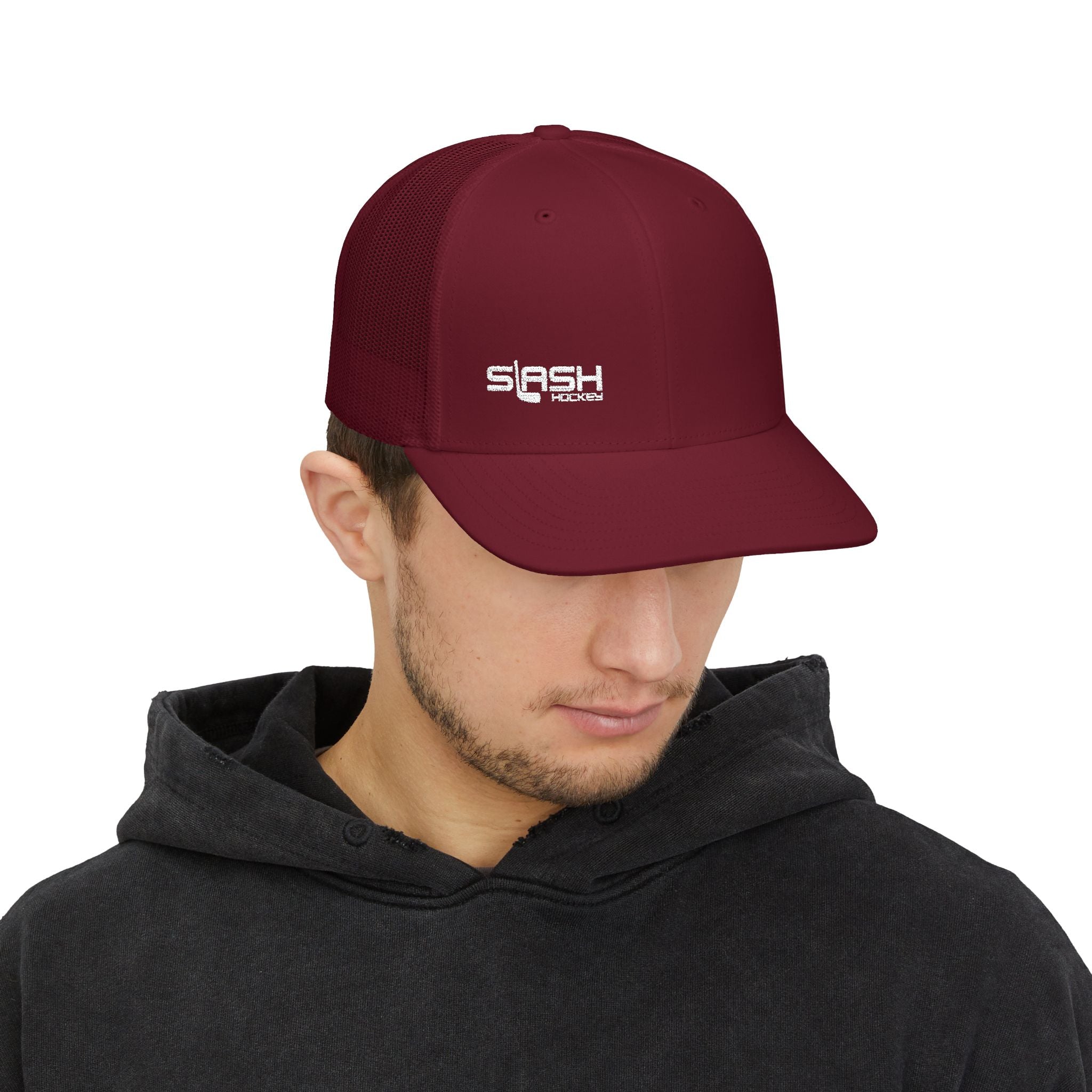 Front Lifestyle shot of Cool Dude Snapback Cap hockey cap in a real hockey culture setting by Slash Hockey