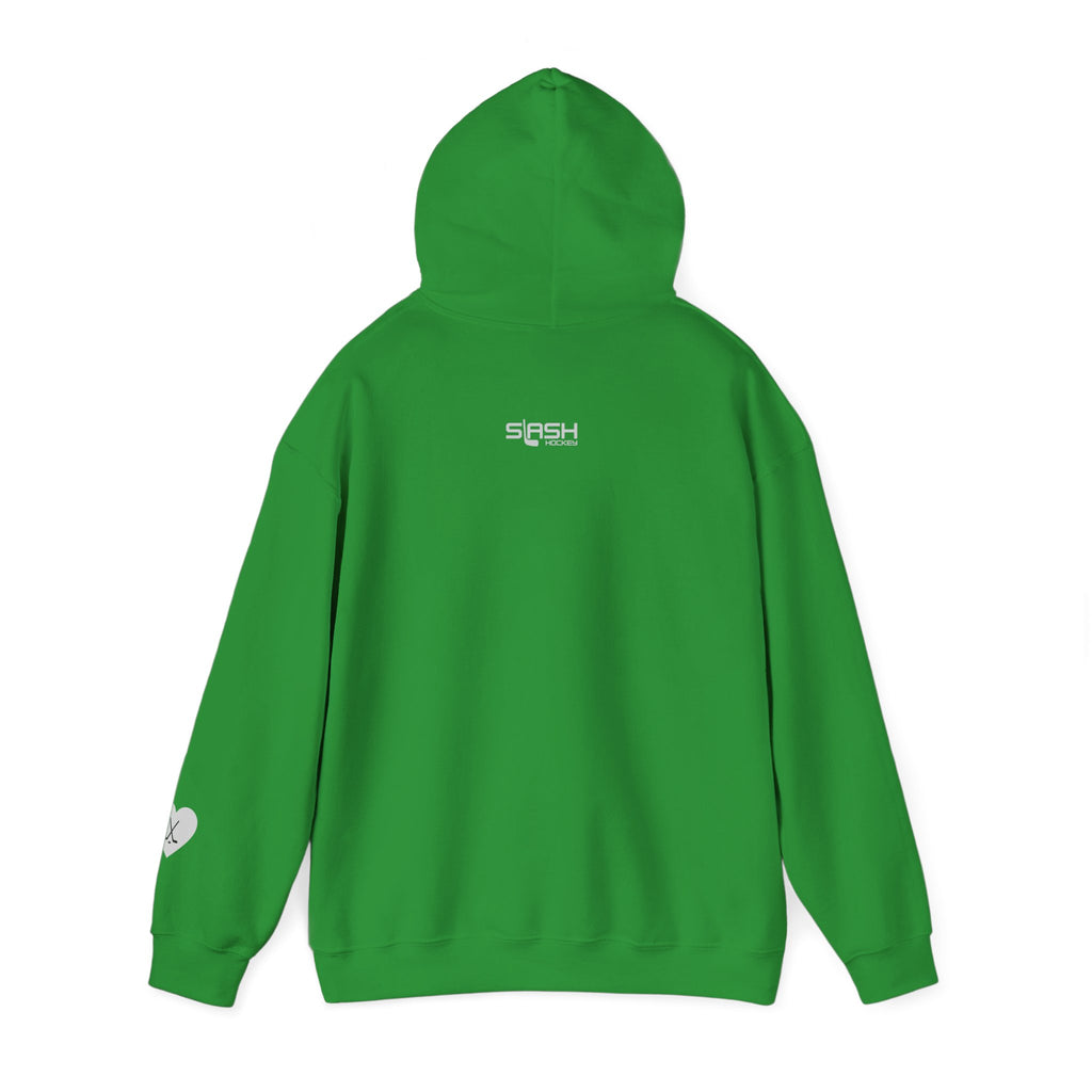 Back view of Billet Mom hockey hoodie for junior hockey billet host families and hockey moms