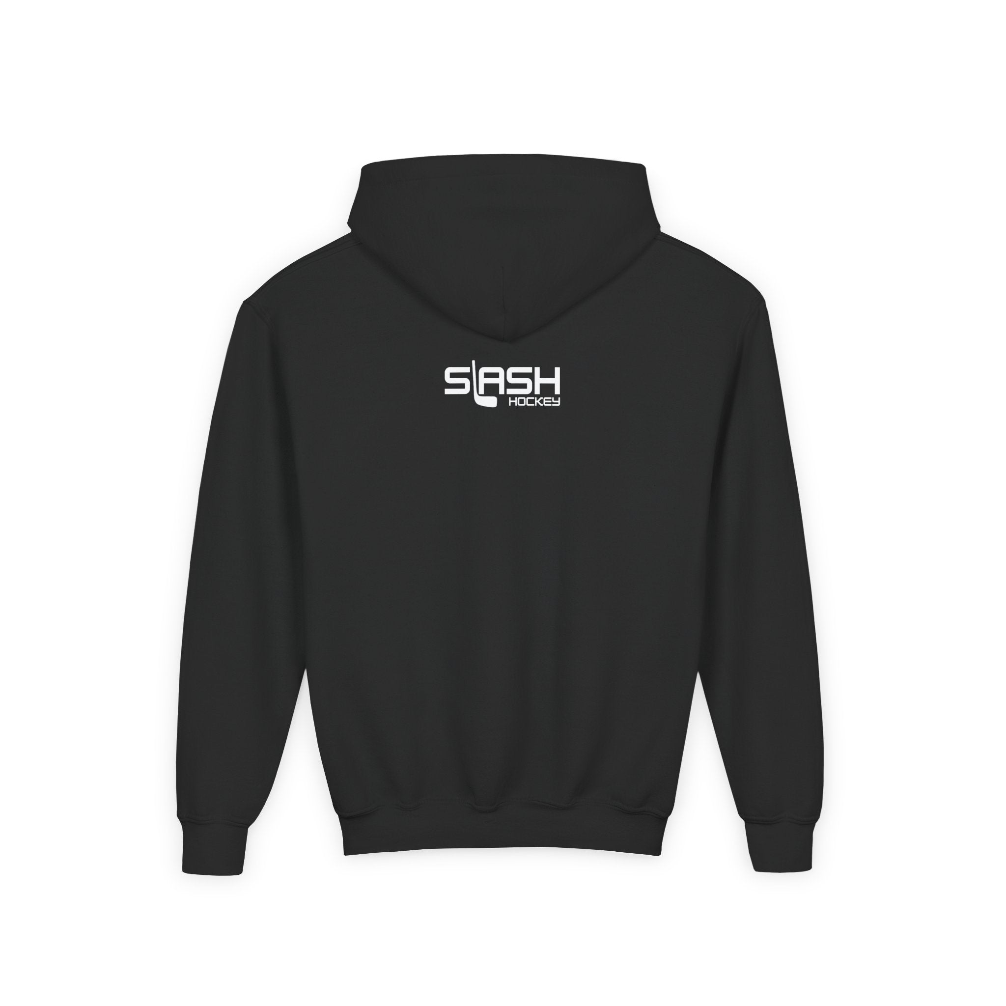 Back view of the Youth Slash Hockey Hoodie showing clean, solid design.