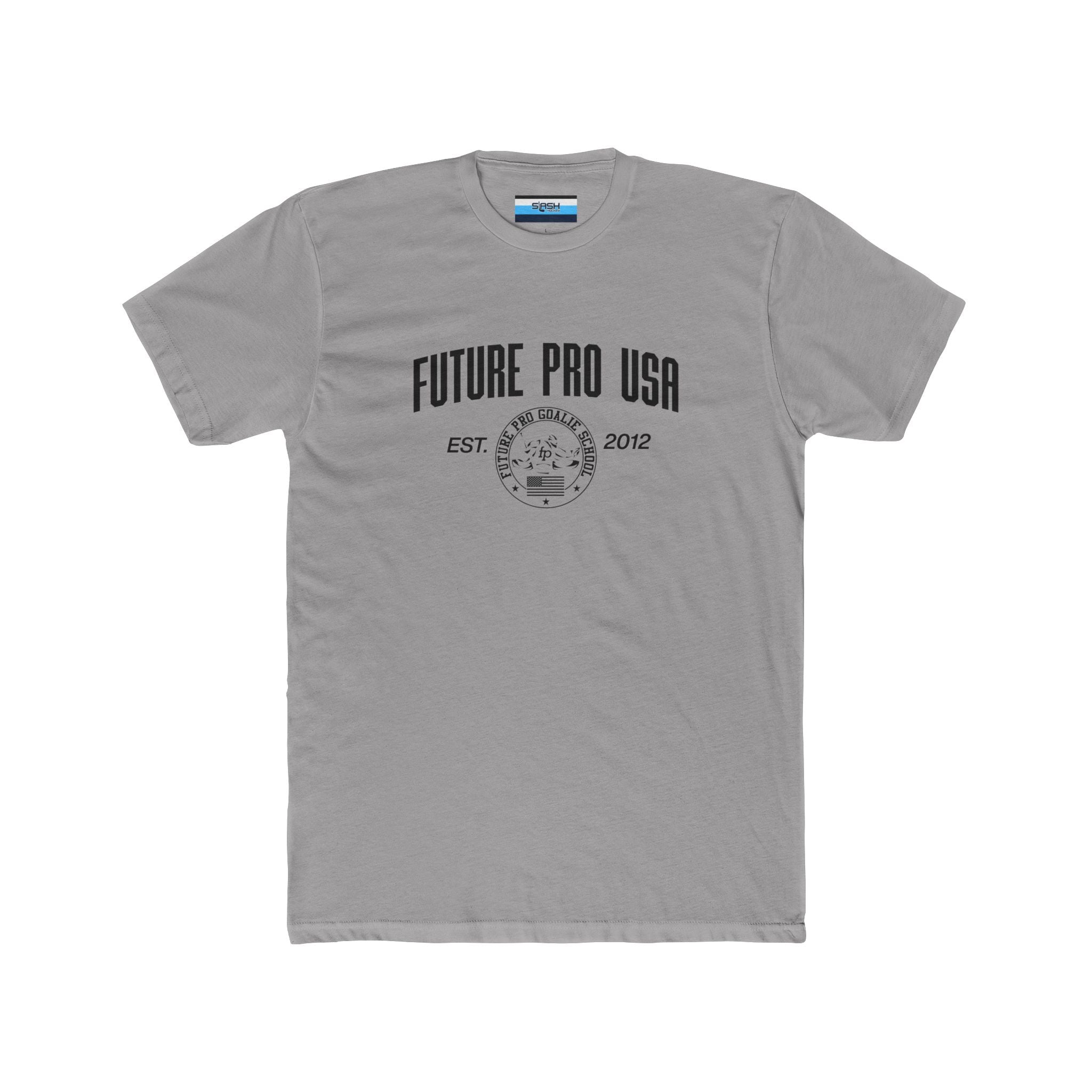 Vintage Future Pro USA Tee, front view — hockey t-shirt featuring a retro, worn-in Future Pro USA graphic on the chest, classic athletic fit, displayed on a plain background.