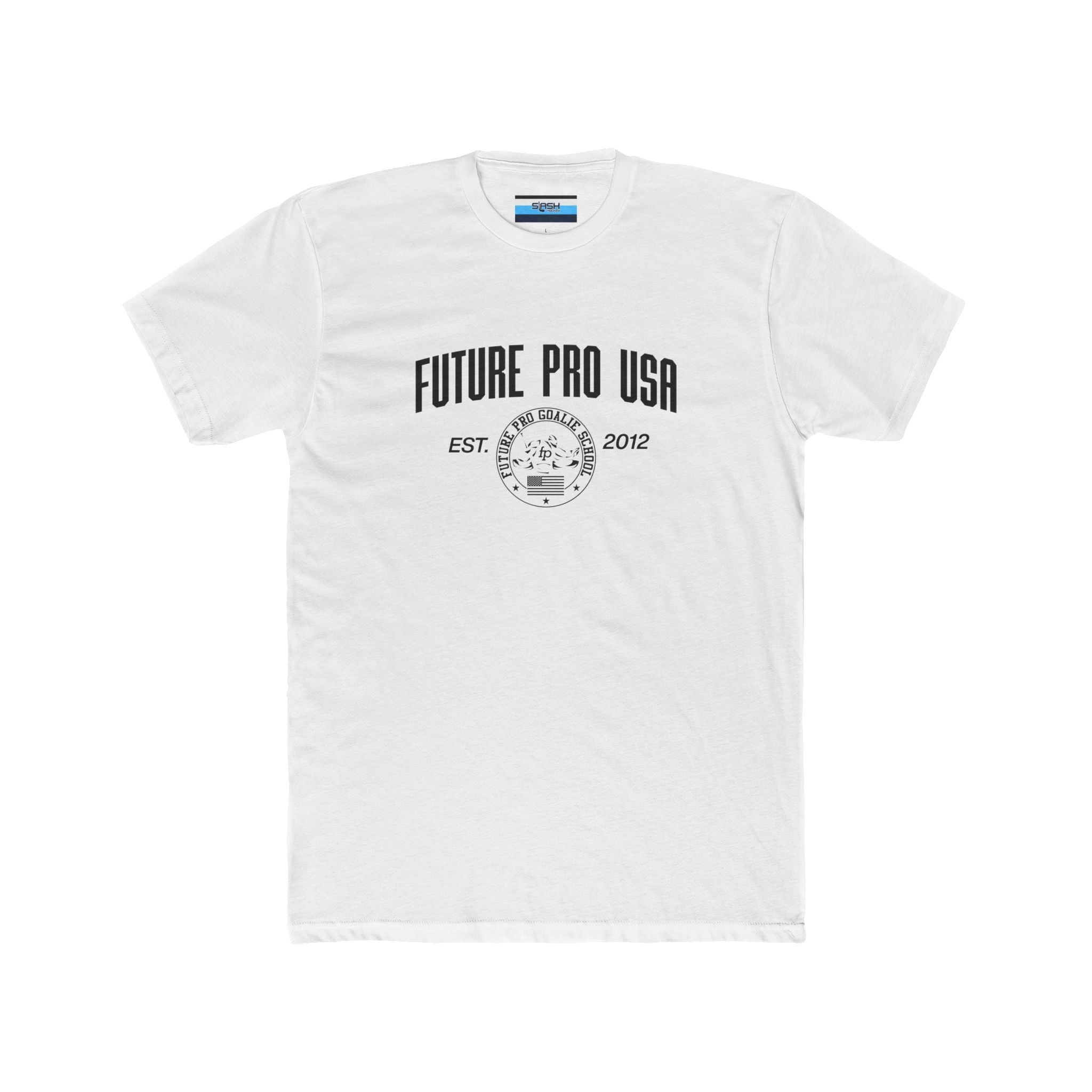 Vintage Future Pro USA Tee, front view — hockey t-shirt featuring a retro, worn-in Future Pro USA graphic on the chest, classic athletic fit, displayed on a plain background.