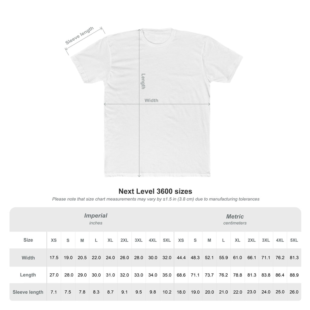 Unisex hockey t-shirt size chart