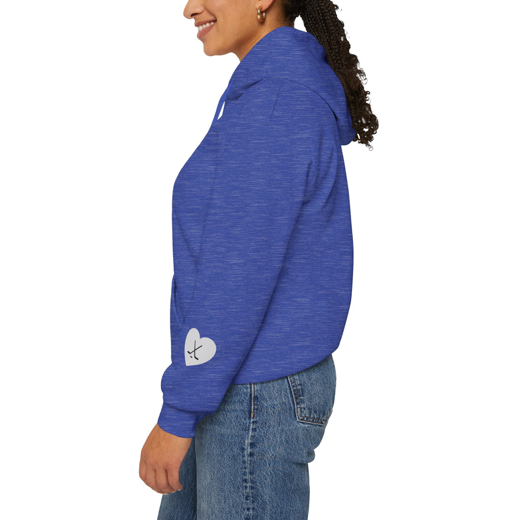 Billet Mom hockey hoodie sleeve detail with subtle Slash Hockey branding