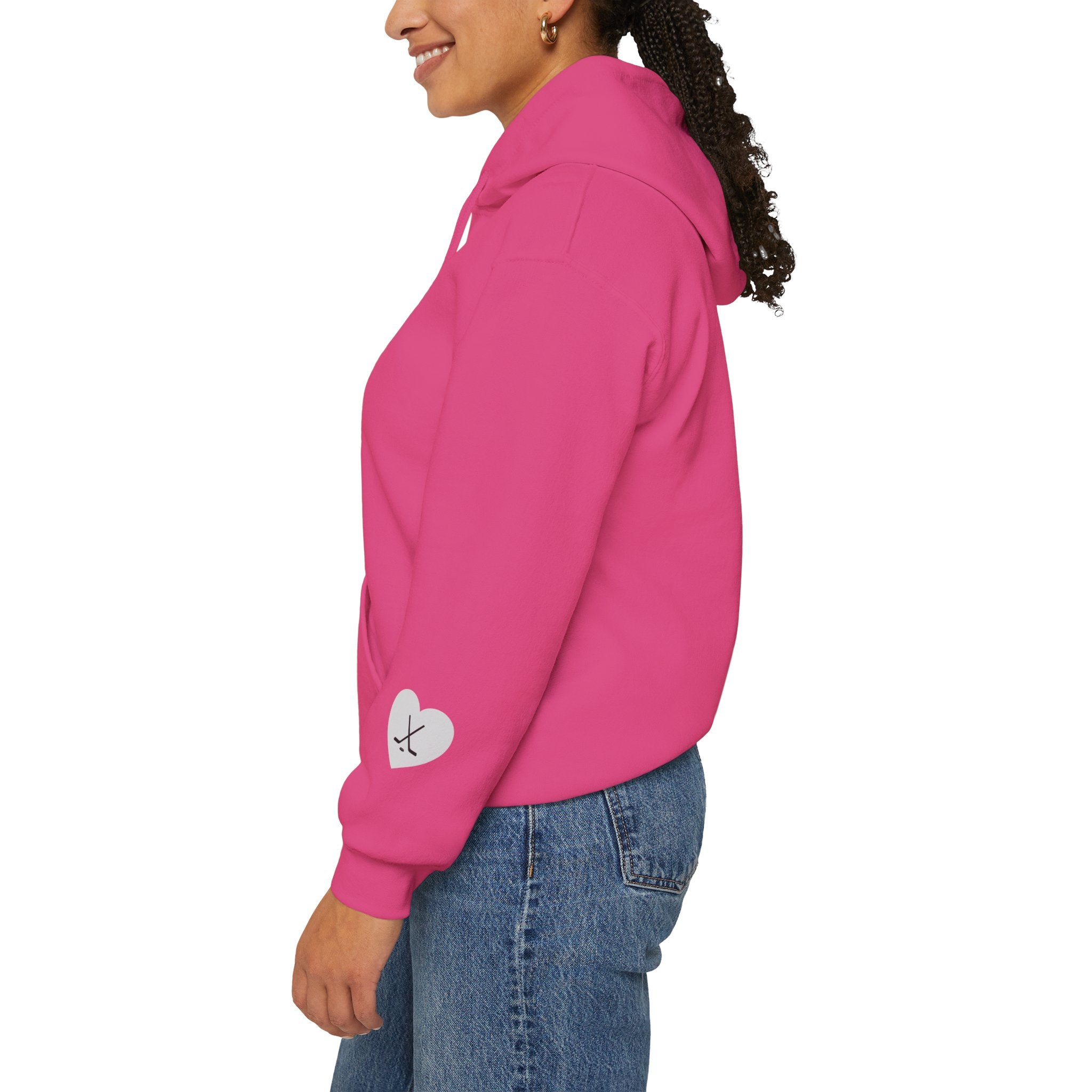 Billet Mom hockey hoodie sleeve detail with subtle Slash Hockey branding