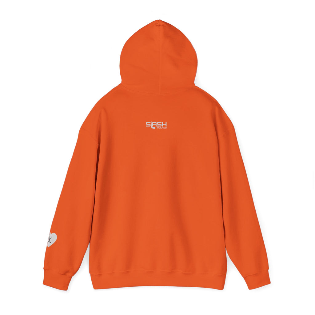 Back view of Billet Mom hockey hoodie for junior hockey billet host families and hockey moms