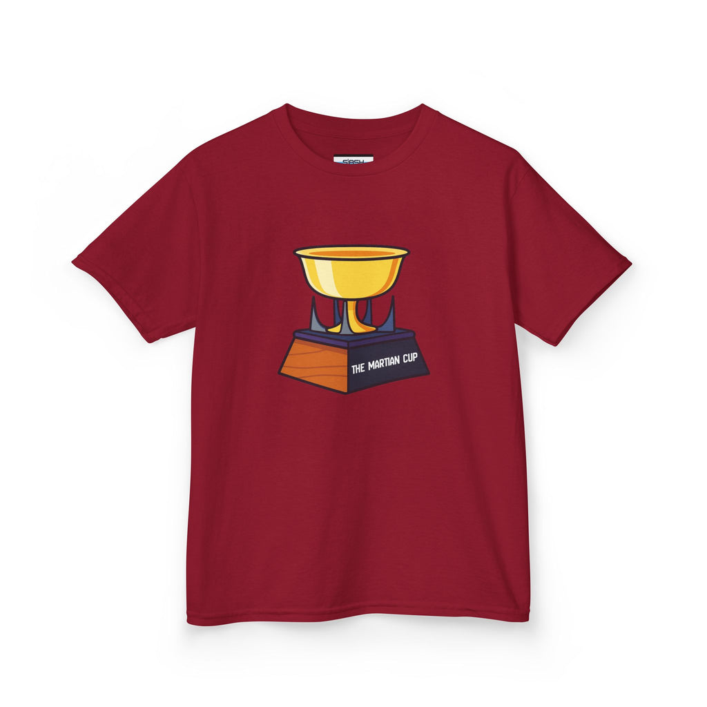Youth Martian Cup Tee, front view — youth hockey t-shirt featuring a fun, extraterrestrial-themed “Martian Cup” graphic on the chest, clean athletic fit, displayed on a plain background.