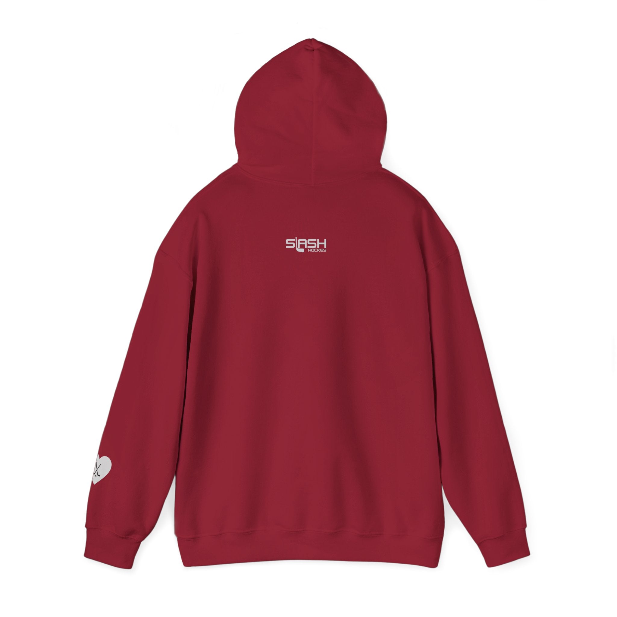 Back view of Billet Mom hockey hoodie for junior hockey billet host families and hockey moms