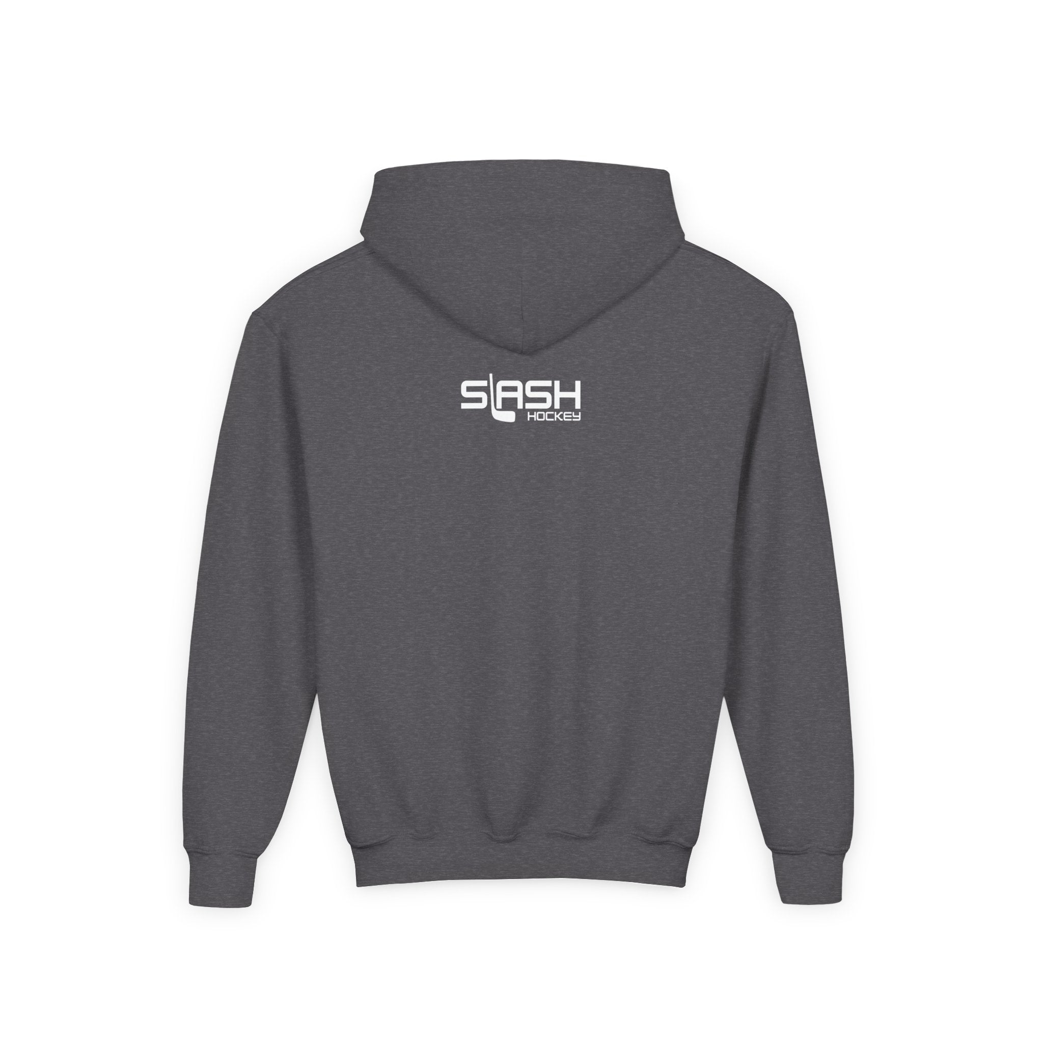 Back view of the Youth Slash Hockey Hoodie showing clean, solid design.