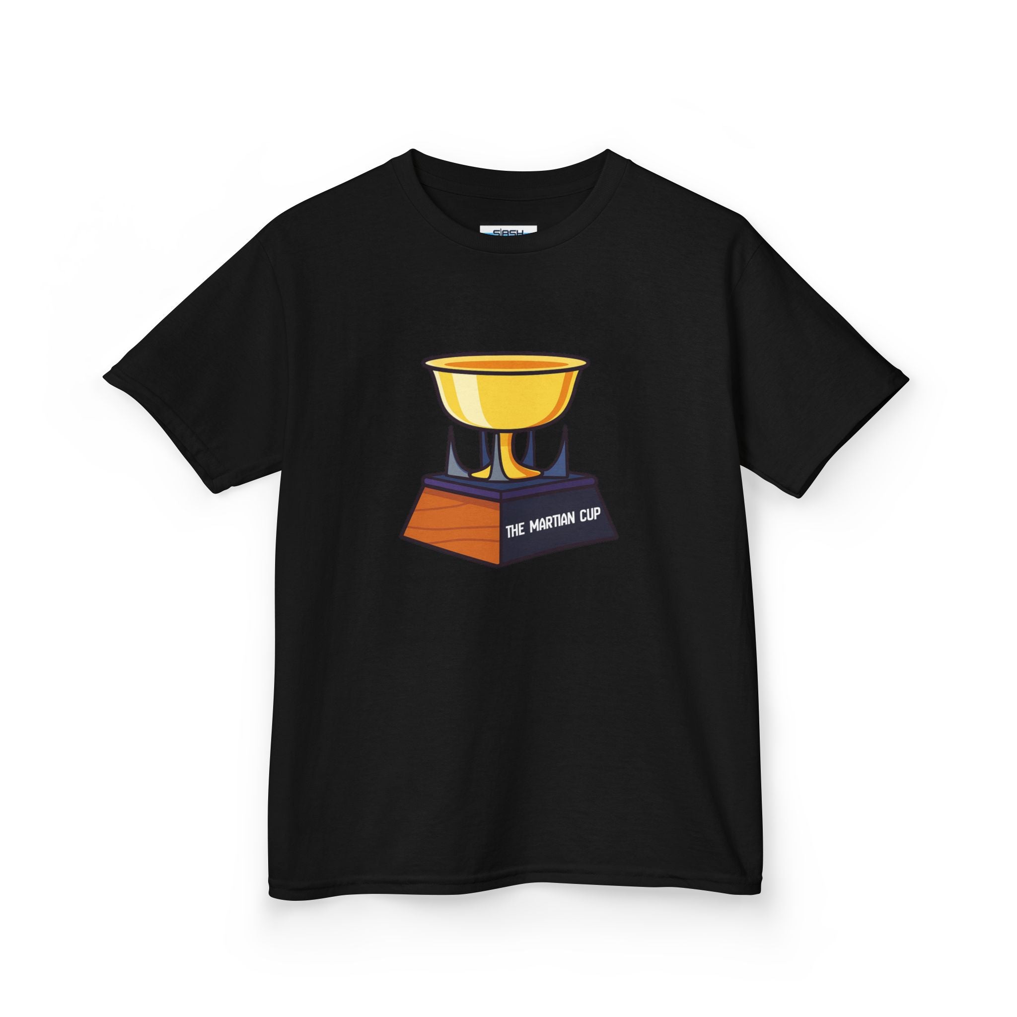 Youth Martian Cup Tee, front view — youth hockey t-shirt featuring a fun, extraterrestrial-themed “Martian Cup” graphic on the chest, clean athletic fit, displayed on a plain background.