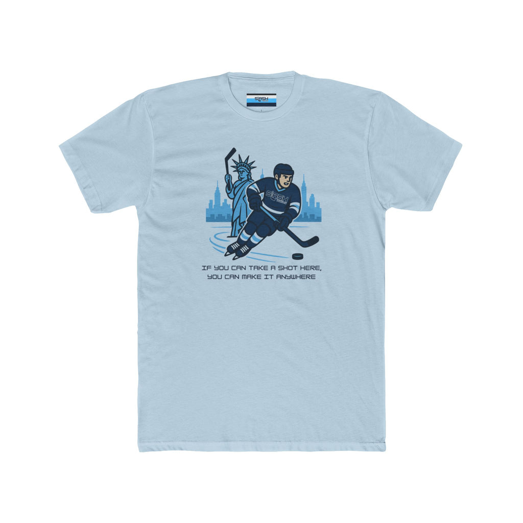 Front view of New York Tee hockey t-shirt by Slash Hockey