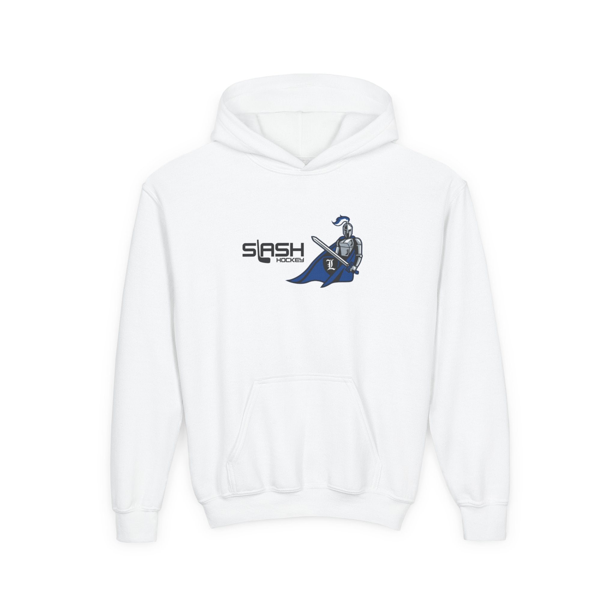“LHA Youth Girls Hockey Hoodie front view — Livonia Hockey Association design in team colors printed on premium cotton-blend youth hoodie.”