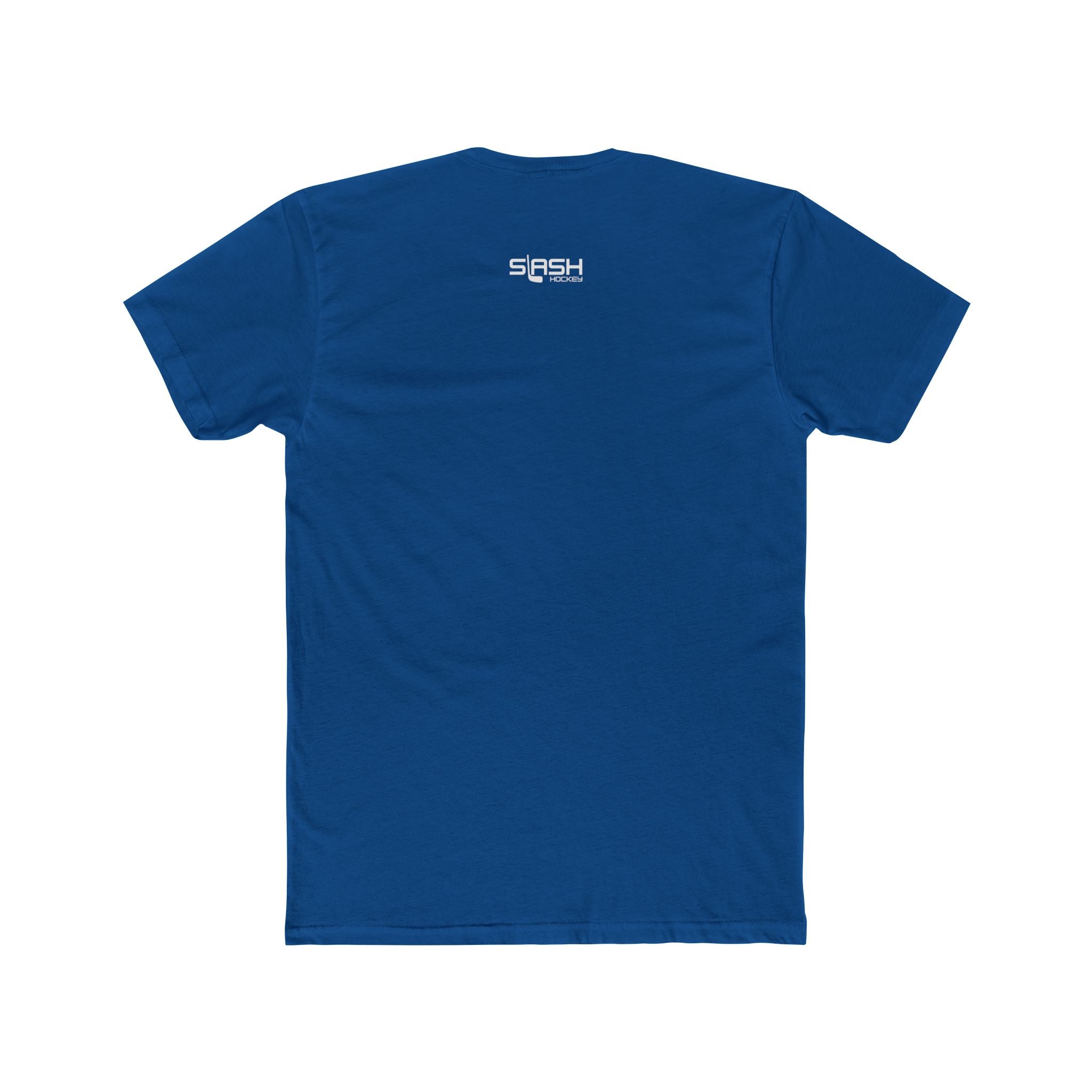 Back view of the Skates Off. Sandals On. hockey t-shirt. The shirt features a clean, comfortable fit with no graphic displayed on the back, allowing the front beach-themed hockey design to remain the focal point.