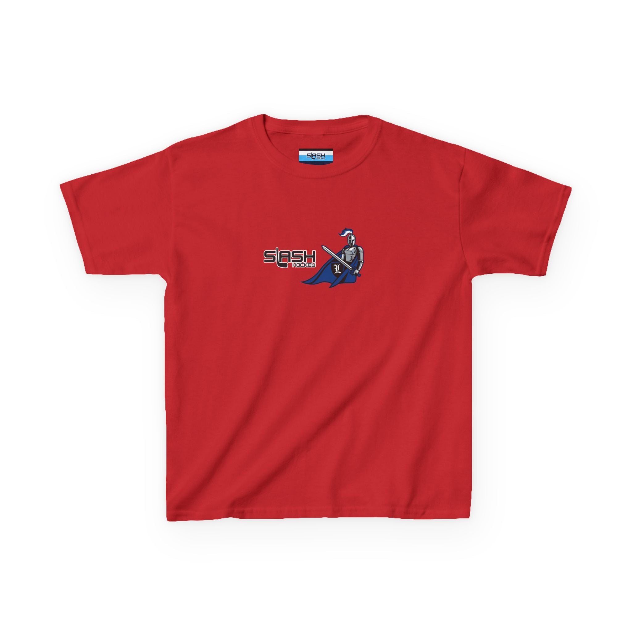 Front view of Livonia Hockey Association youth t-shirt, smaller sizing for kids and young players. Team logo printed on chest, casual athletic fit.