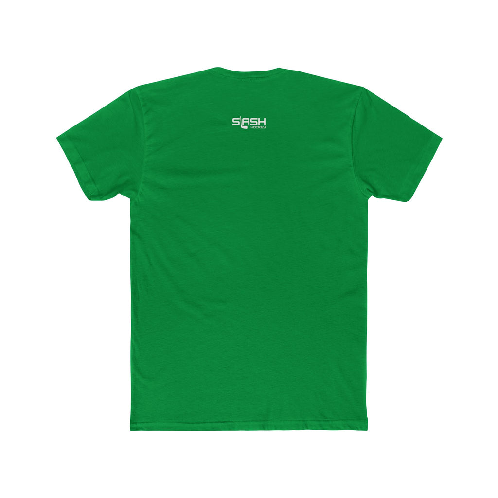 Back view of the Skates Off. Sandals On. hockey t-shirt. The shirt features a clean, comfortable fit with no graphic displayed on the back, allowing the front beach-themed hockey design to remain the focal point.