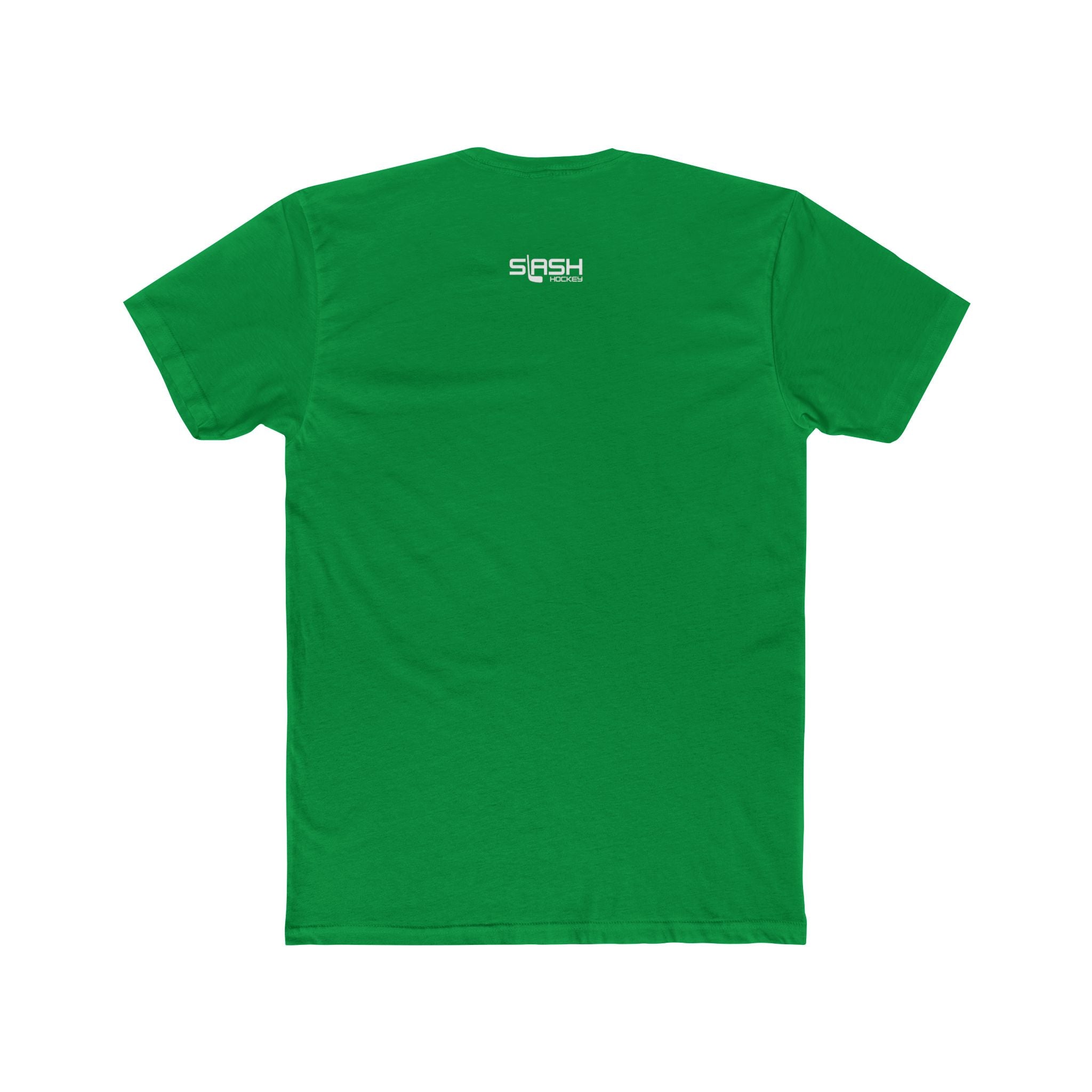 Back view of the Skates Off. Sandals On. hockey t-shirt. The shirt features a clean, comfortable fit with no graphic displayed on the back, allowing the front beach-themed hockey design to remain the focal point.