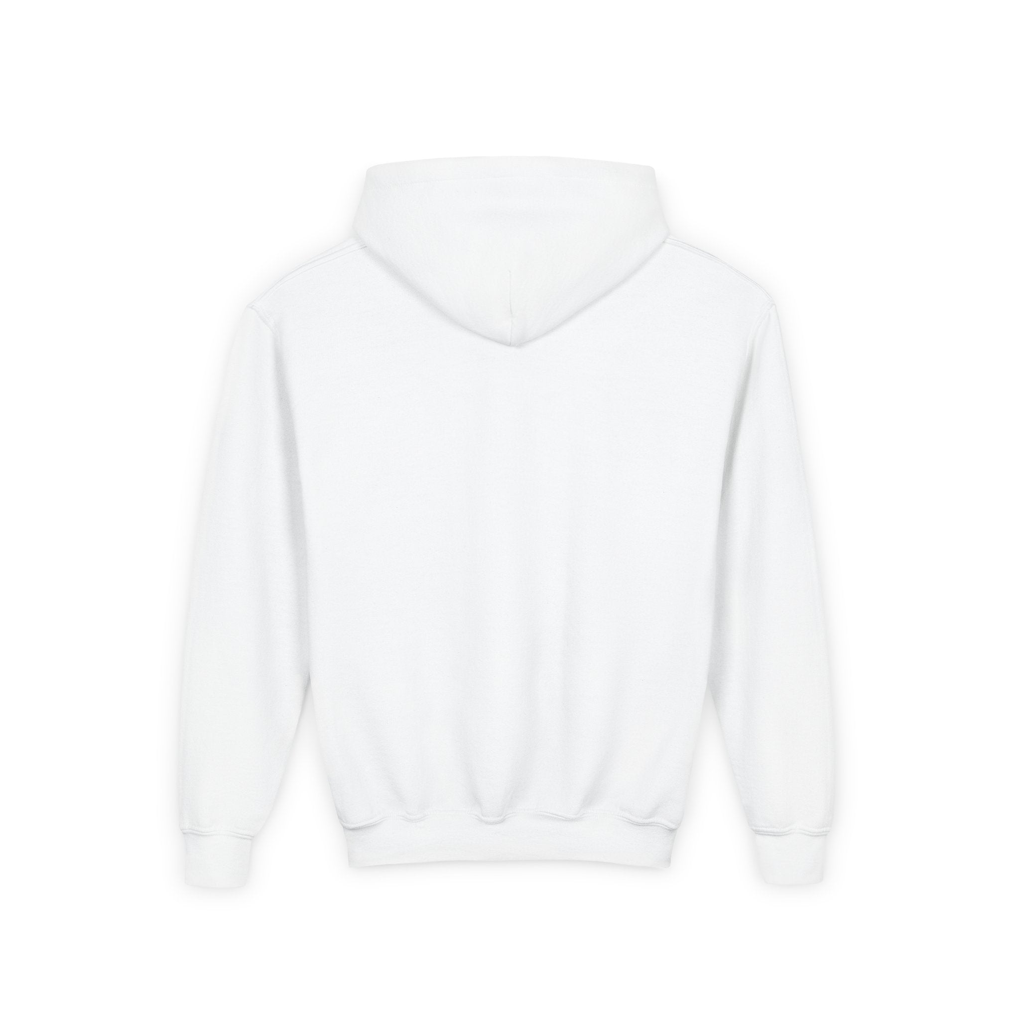 “LHA Youth Girls Hockey Hoodie back view — solid color with no design, classic relaxed youth fit.”