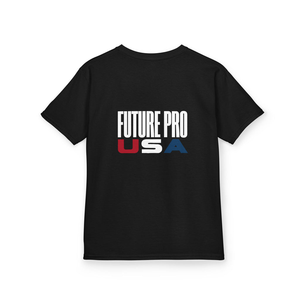 Youth Red, White & Blue Future Pro USA Tee, back view — solid color with no design on the back, clean athletic fit, displayed on a plain background.