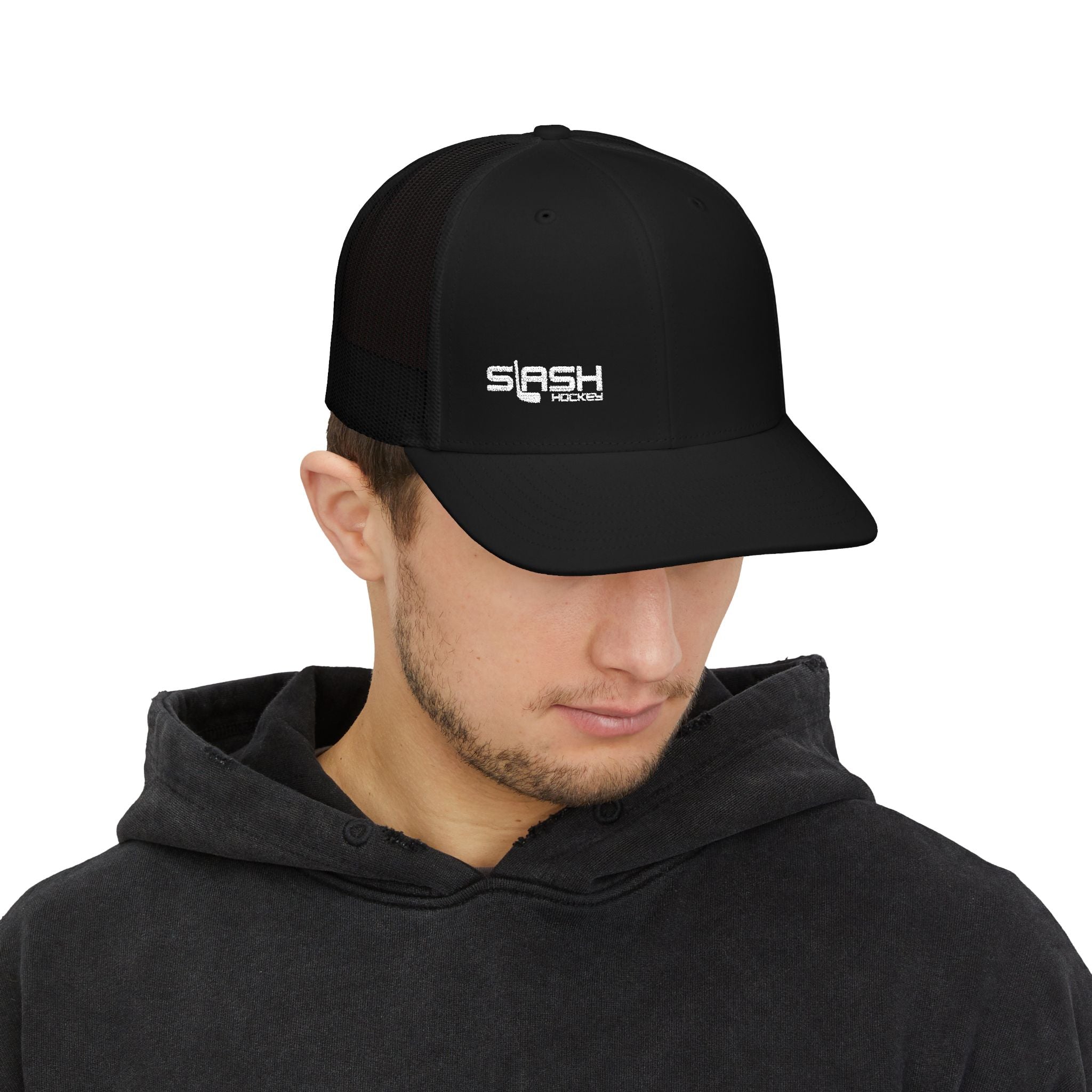 Front Lifestyle shot of Cool Dude Snapback Cap hockey cap in a real hockey culture setting by Slash Hockey