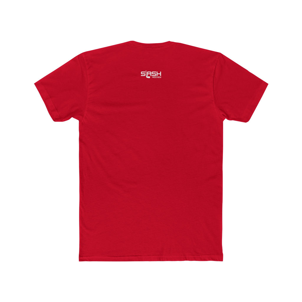Back view of the Skates Off. Sandals On. hockey t-shirt. The shirt features a clean, comfortable fit with no graphic displayed on the back, allowing the front beach-themed hockey design to remain the focal point.