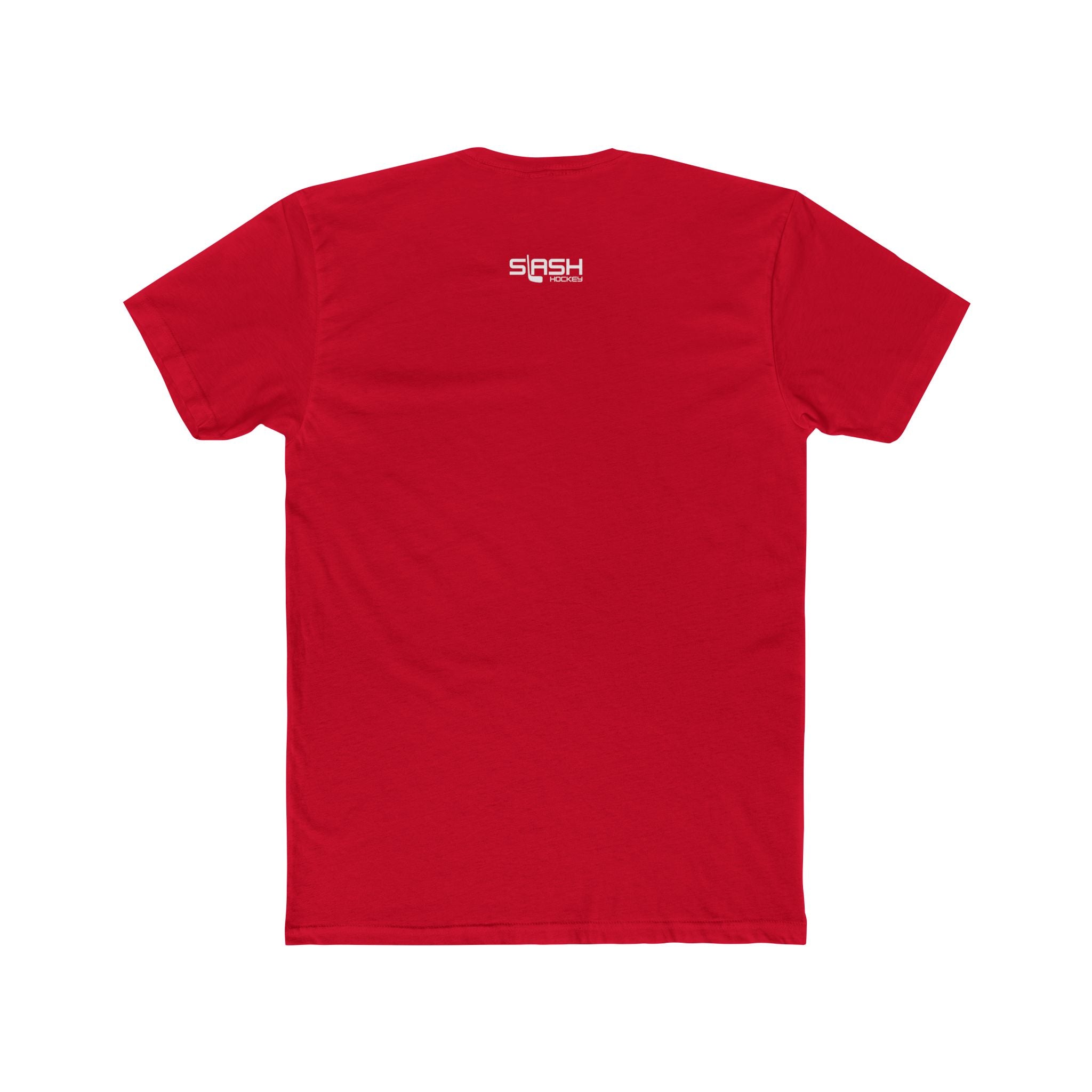 Back view of the Skates Off. Sandals On. hockey t-shirt. The shirt features a clean, comfortable fit with no graphic displayed on the back, allowing the front beach-themed hockey design to remain the focal point.