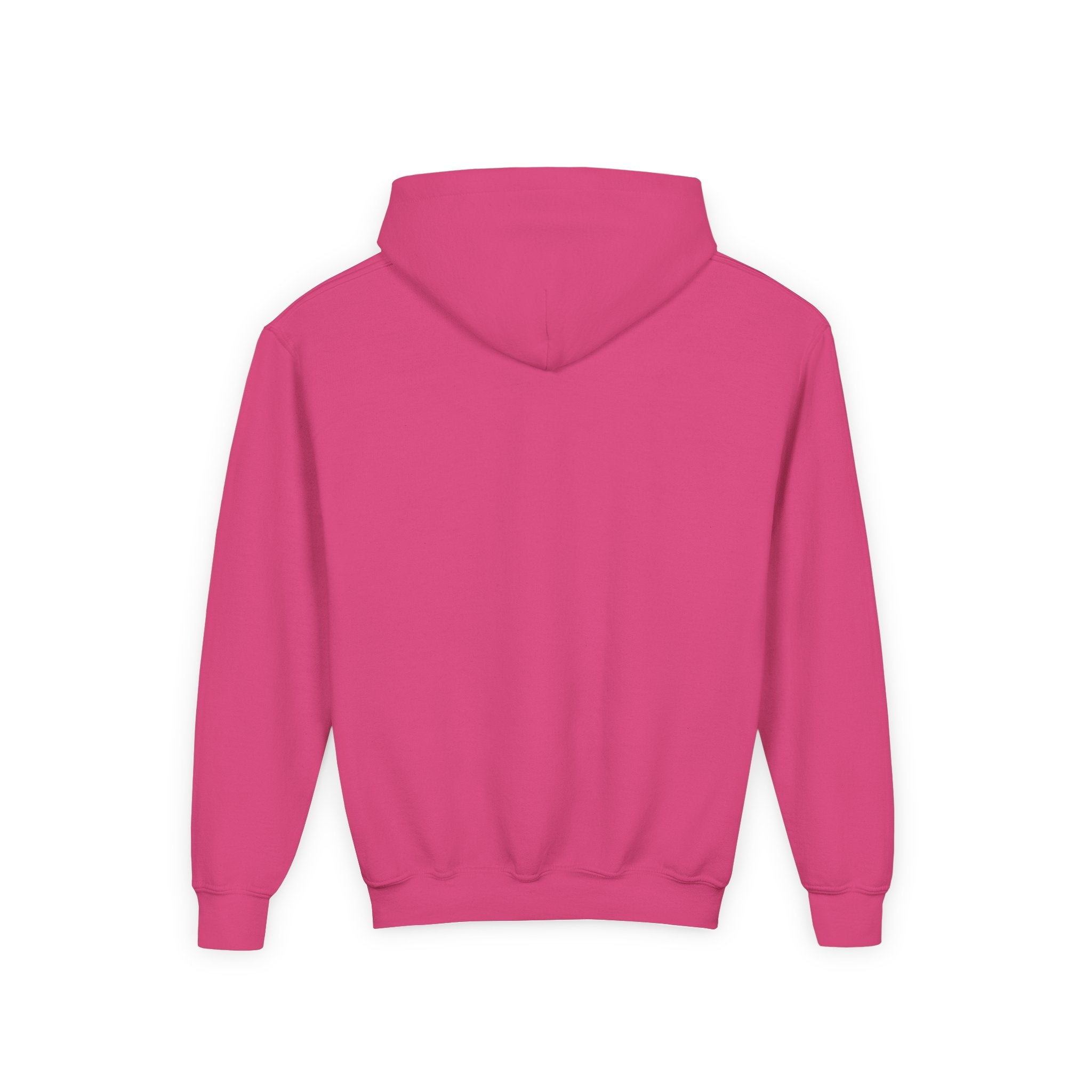 “LHA Youth Girls Hockey Hoodie back view — solid color with no design, classic relaxed youth fit.”