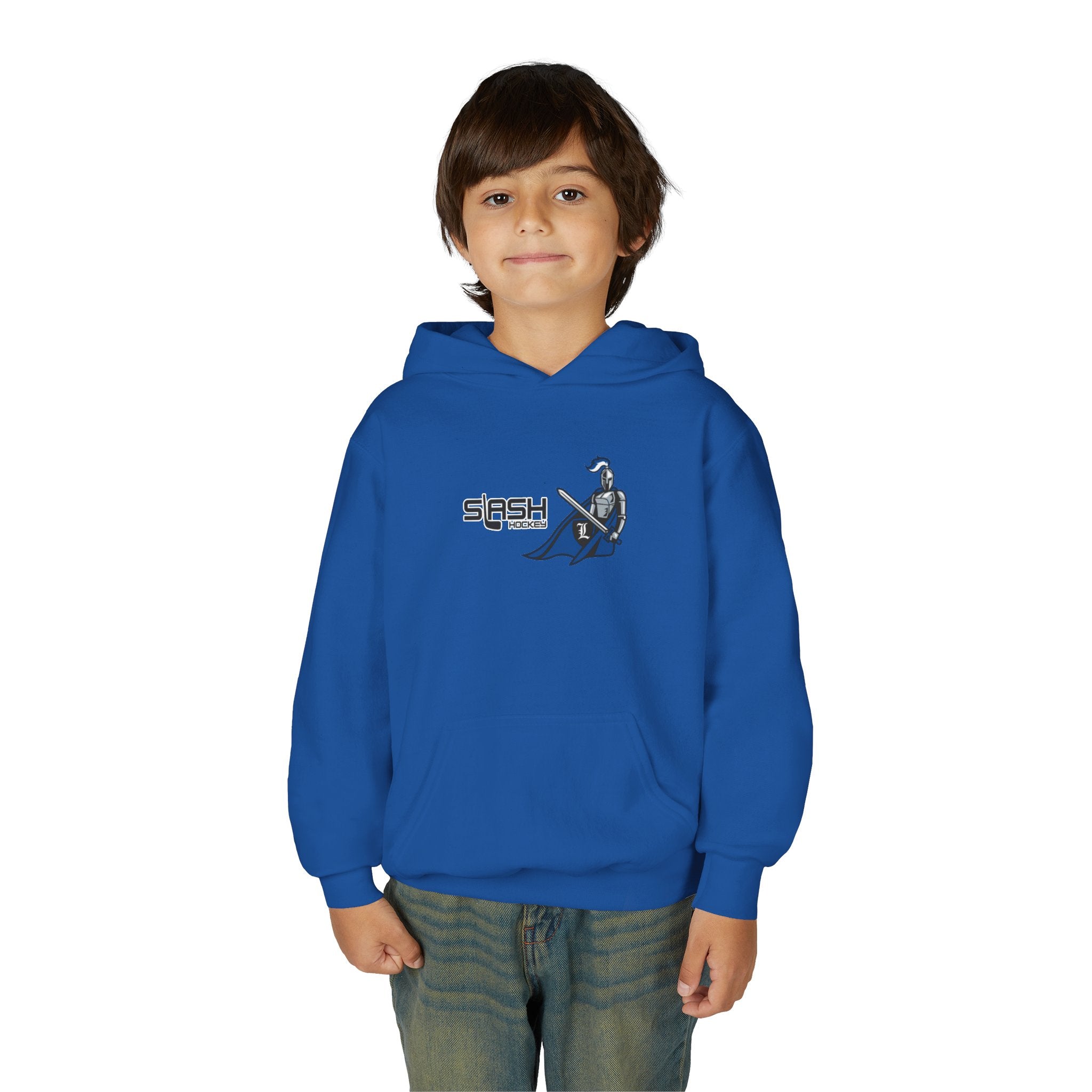 “LHA Youth Girls Hockey Hoodie lifestyle photo — young player wearing Livonia Hockey Association hoodie in team colors, casual fit for rink or everyday wear.”