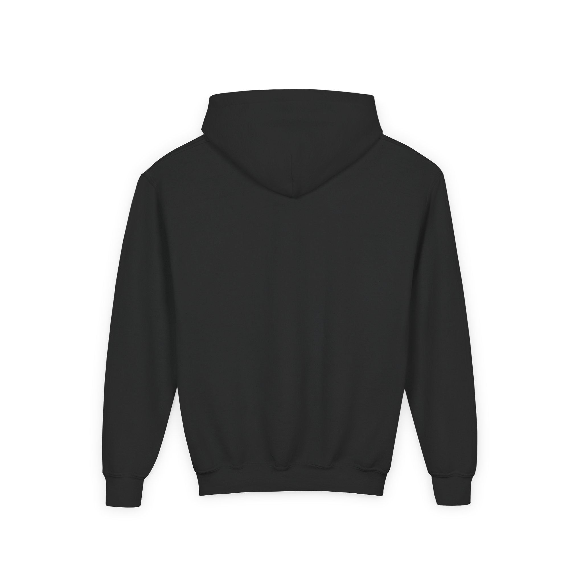 “LHA Youth Girls Hockey Hoodie back view — solid color with no design, classic relaxed youth fit.”