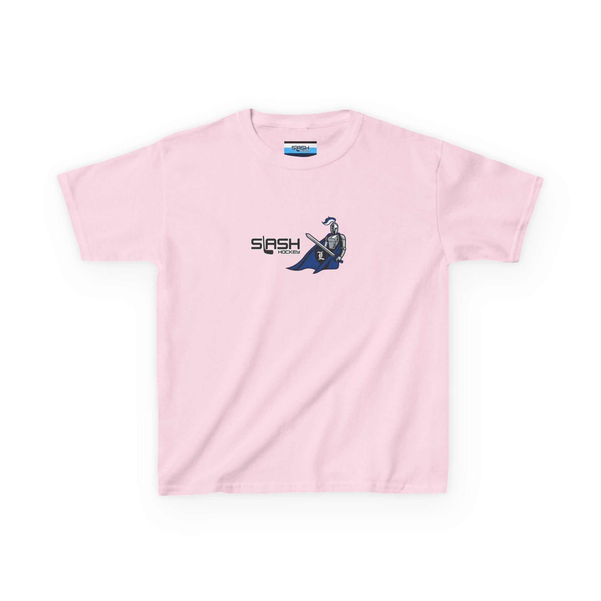Front view of Livonia Hockey Association youth t-shirt, smaller sizing for kids and young players. Team logo printed on chest, casual athletic fit.