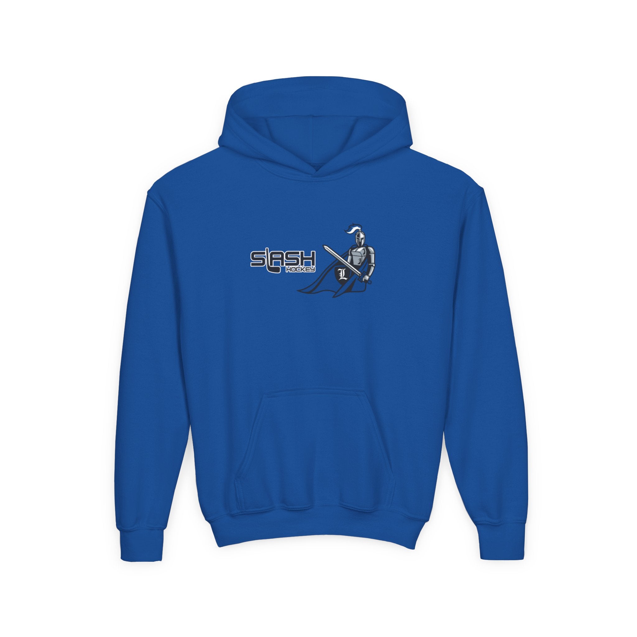 “LHA Youth Girls Hockey Hoodie front view — Livonia Hockey Association design in team colors printed on premium cotton-blend youth hoodie.”