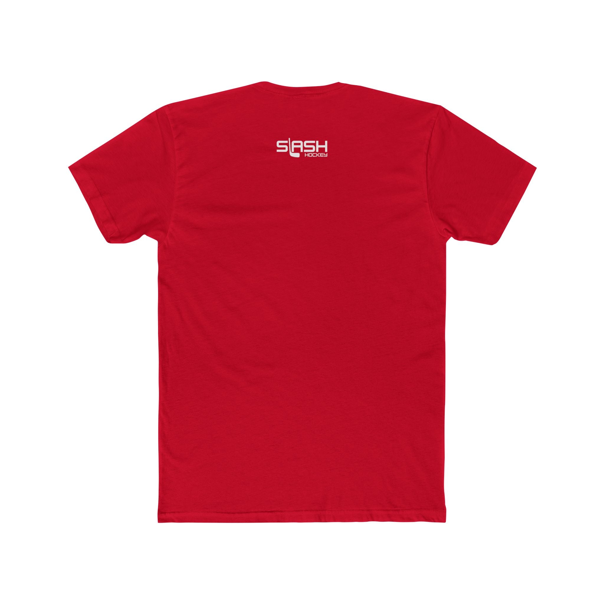 “Hockey On! t-shirt back view — solid color with no design, classic athletic fit.”